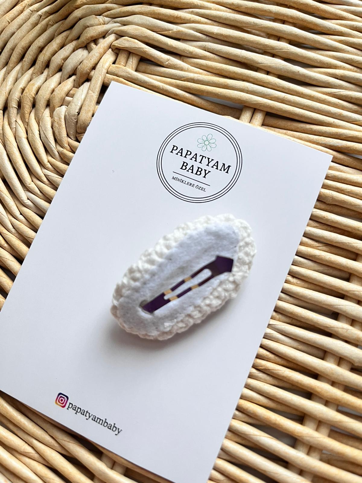 Örgü Çıtçıtlı İncili Beyaz Toka