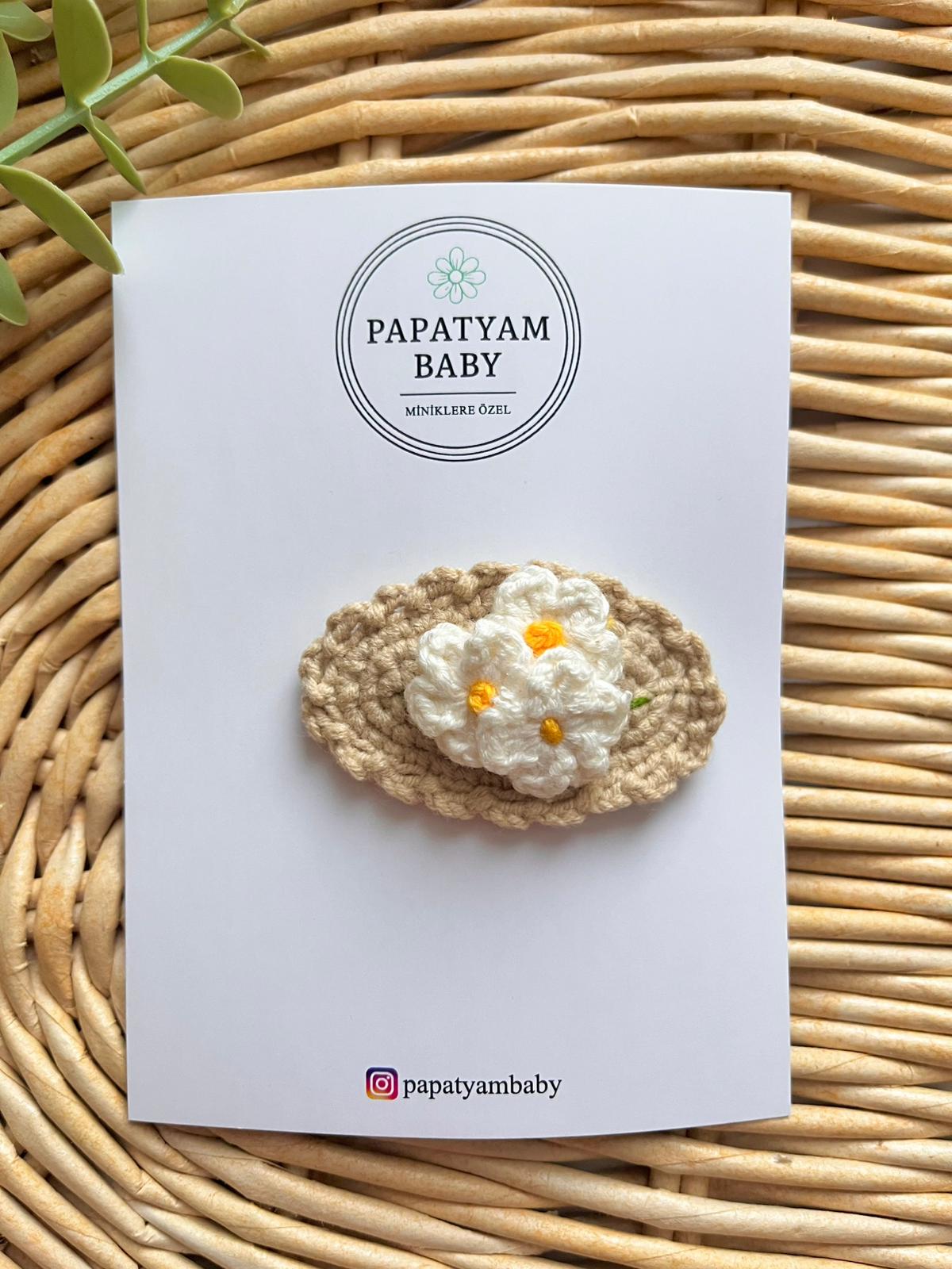 Örgü Çıtçıtlı 3 Papatyalı Taş Rengi Toka