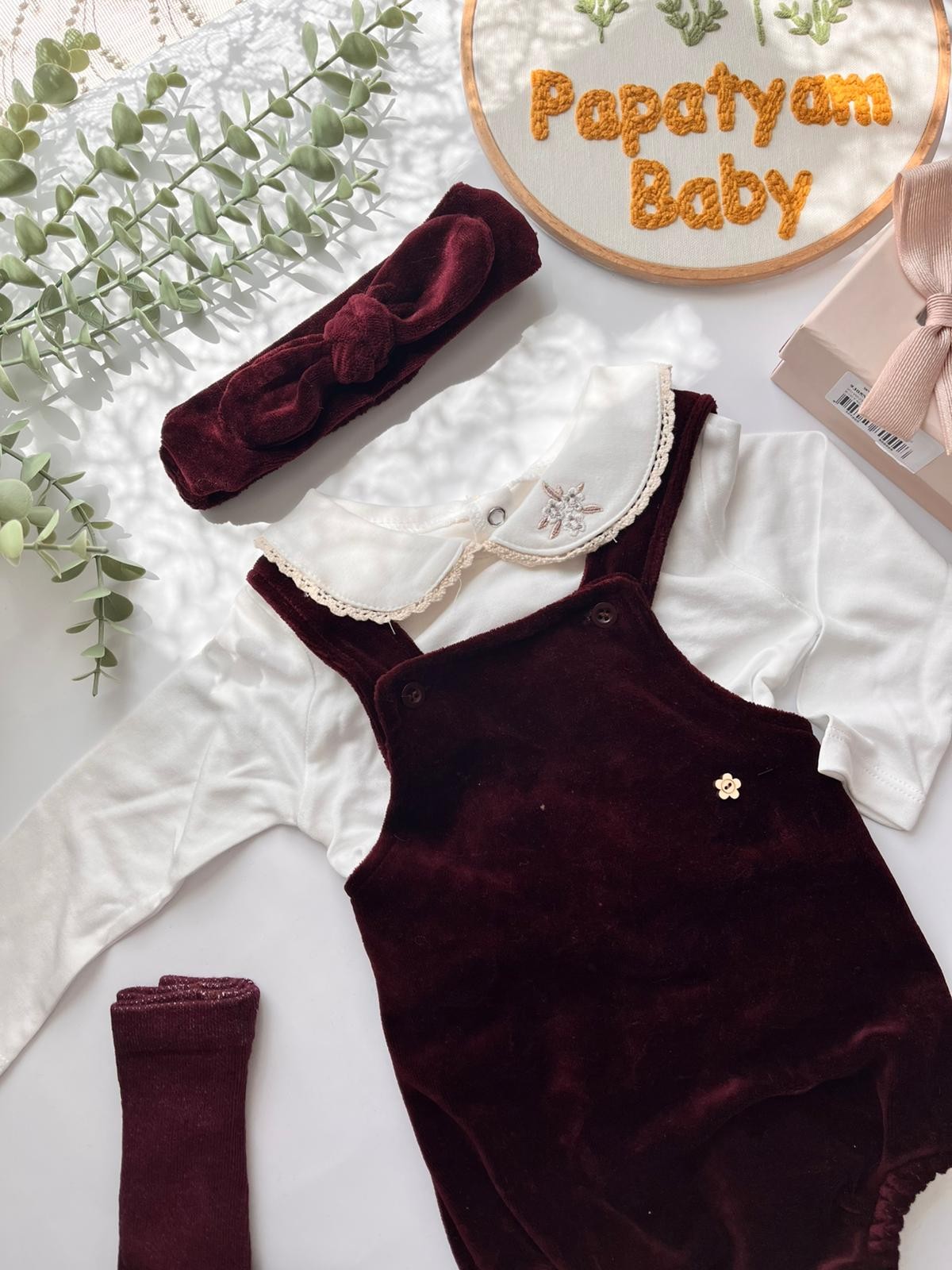 Kadife Bordo 4'lü Takım Özel Kutulu Set