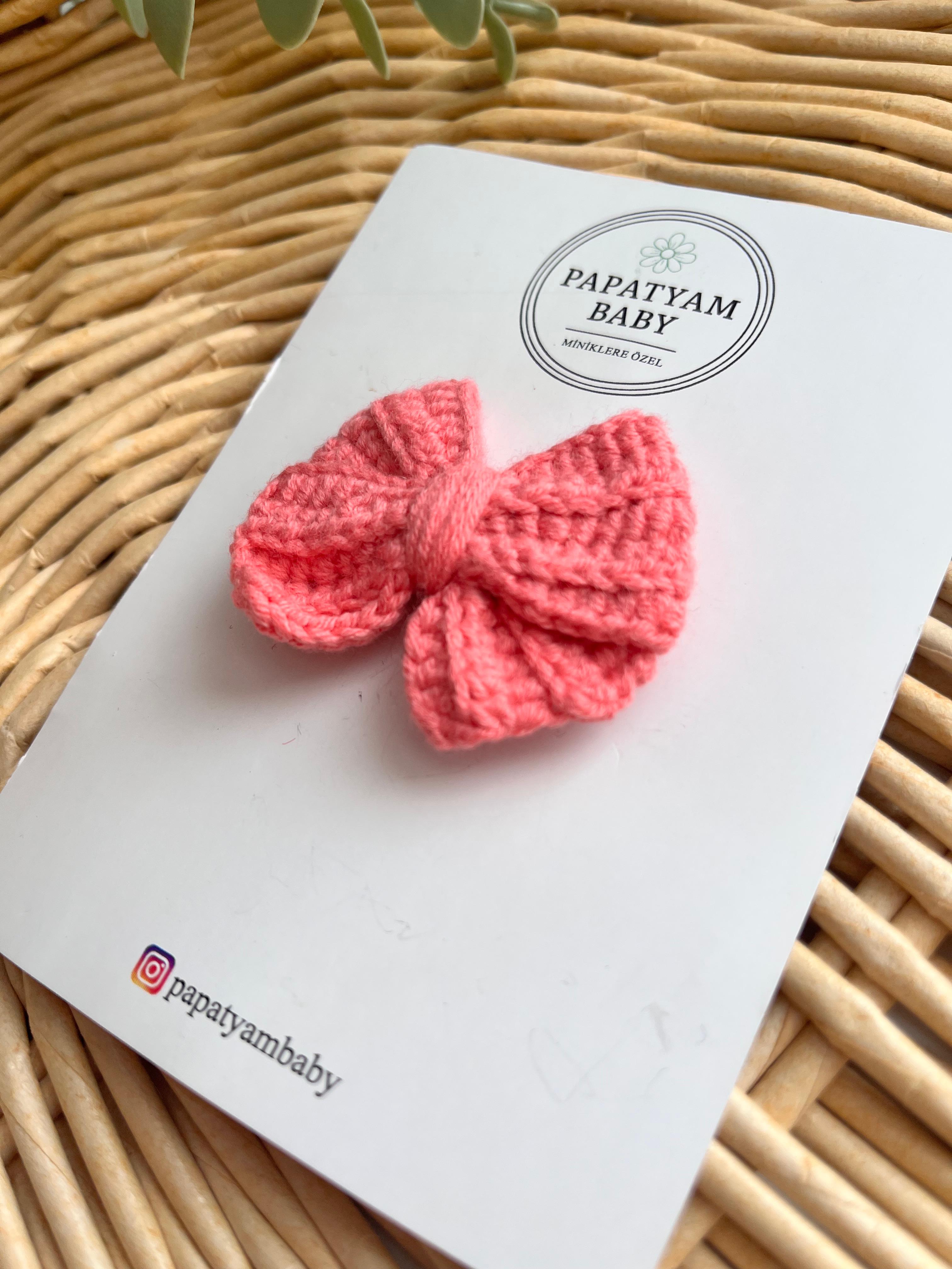 Örgü Kurdele Saçlı/Saçsız Bebek Tokası Pembe