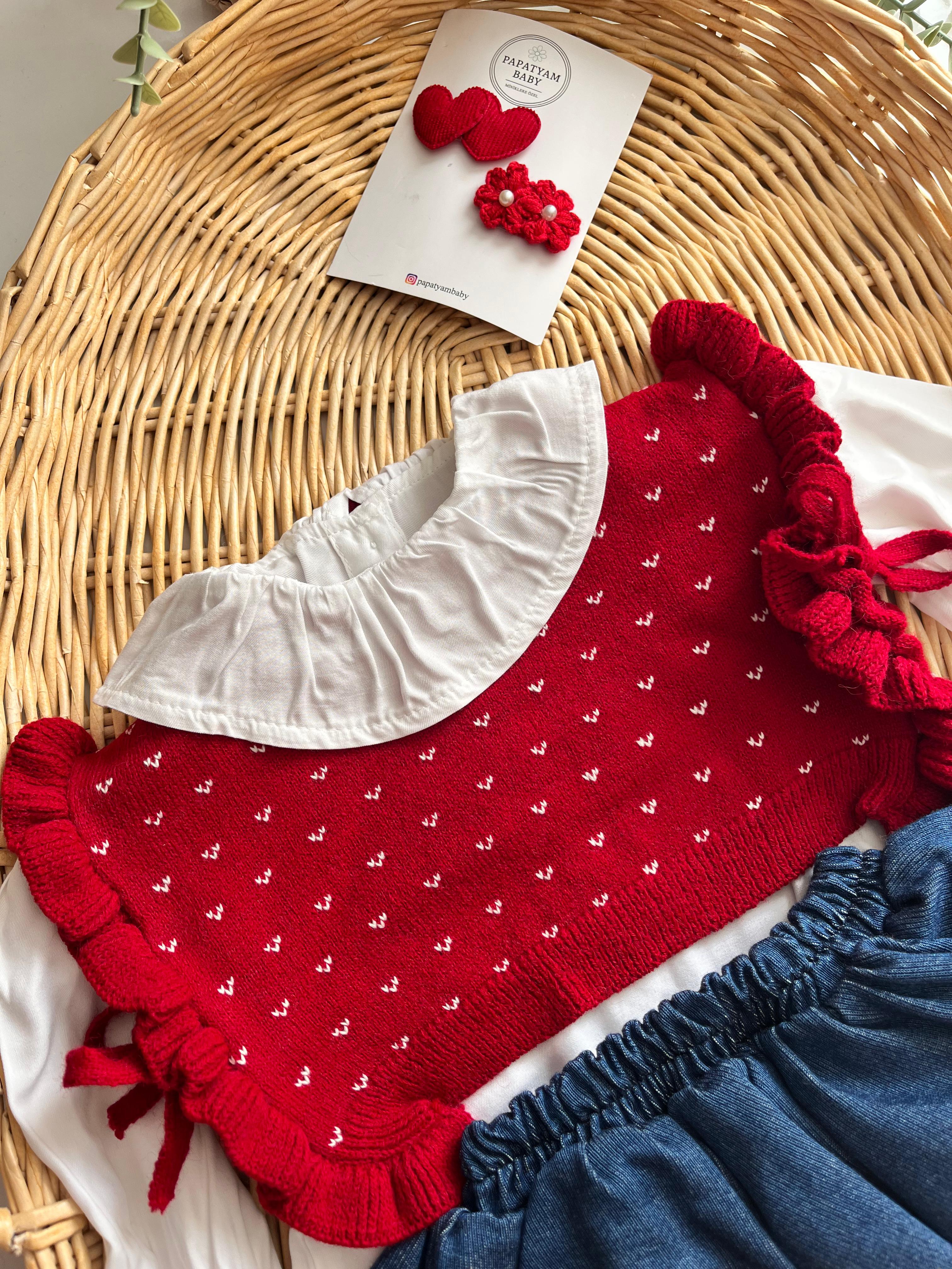 Cool Girl Premium Örme Süveter Gömlek Kot Etek 3'lü Takım