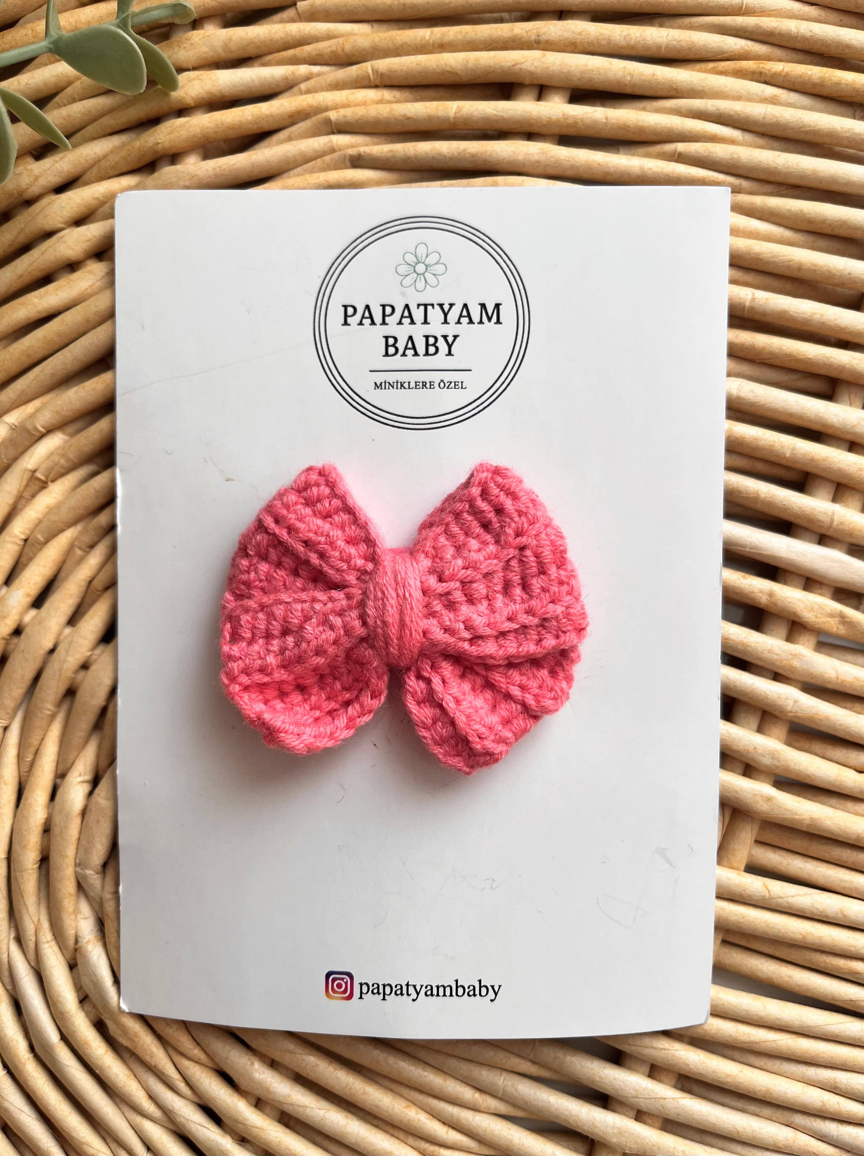 Örgü Kurdele Saçlı/Saçsız Bebek Tokası Pembe