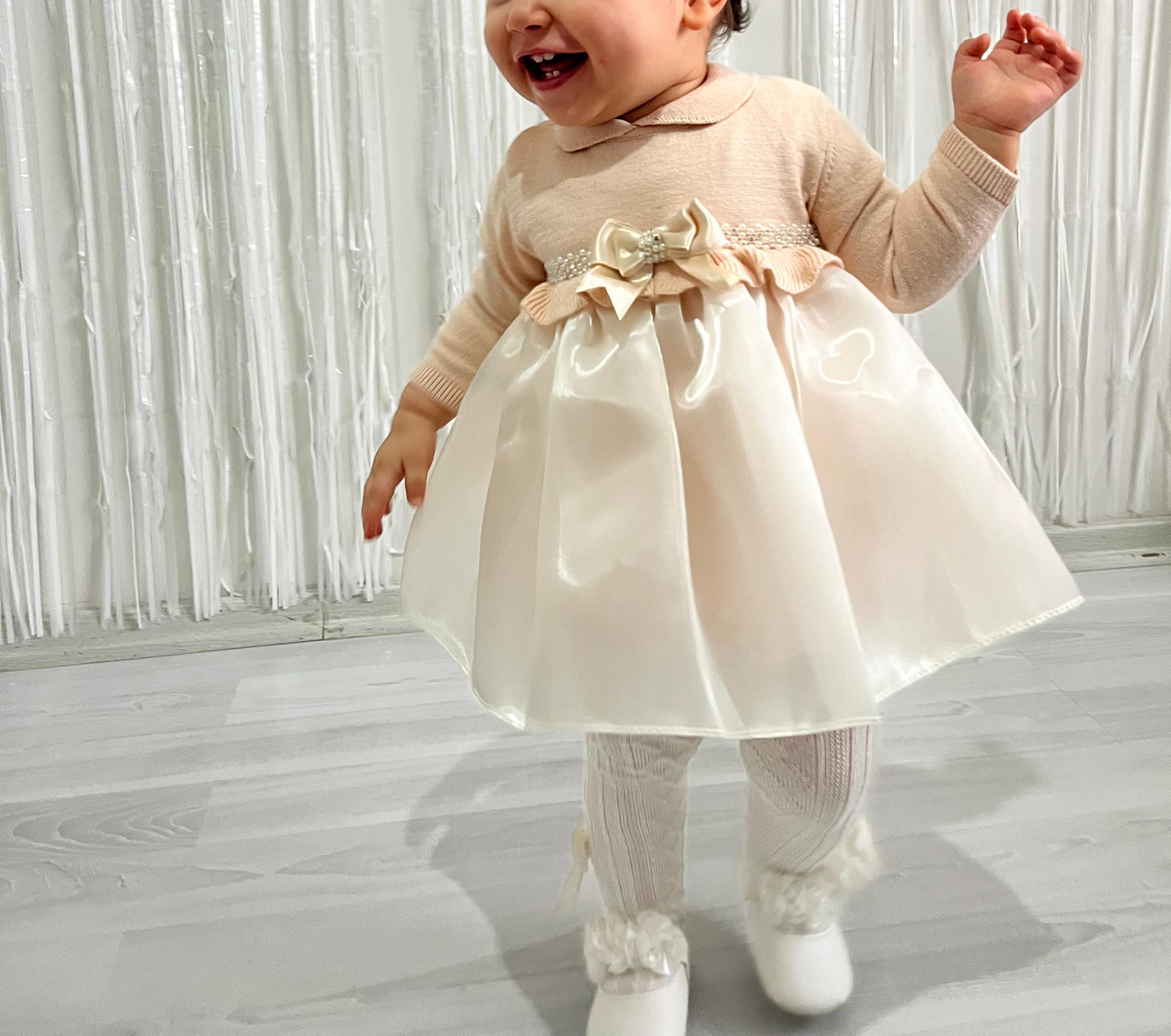 Alina Tül Etek Arkası Fiyonk Detaylı Elbise