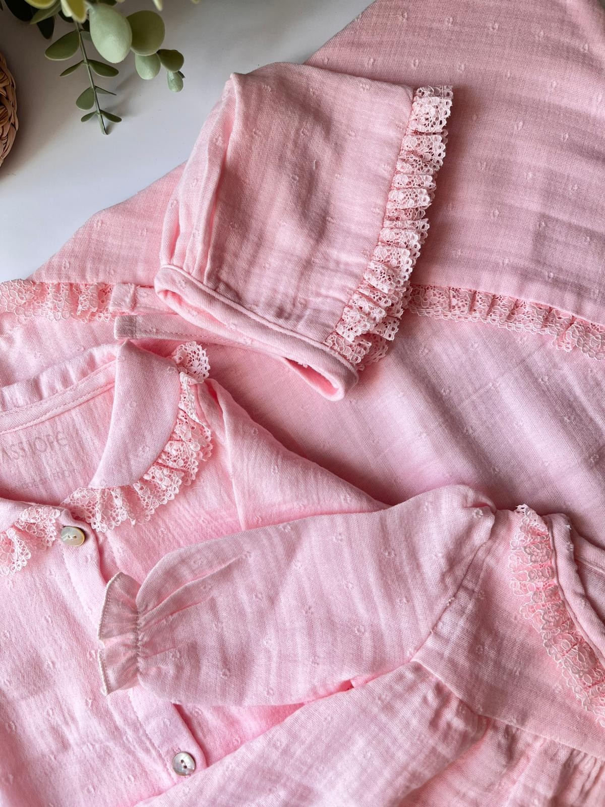 %100 Pamuk Premium Müslin 10 Parça Yenidoğan Set Pembe