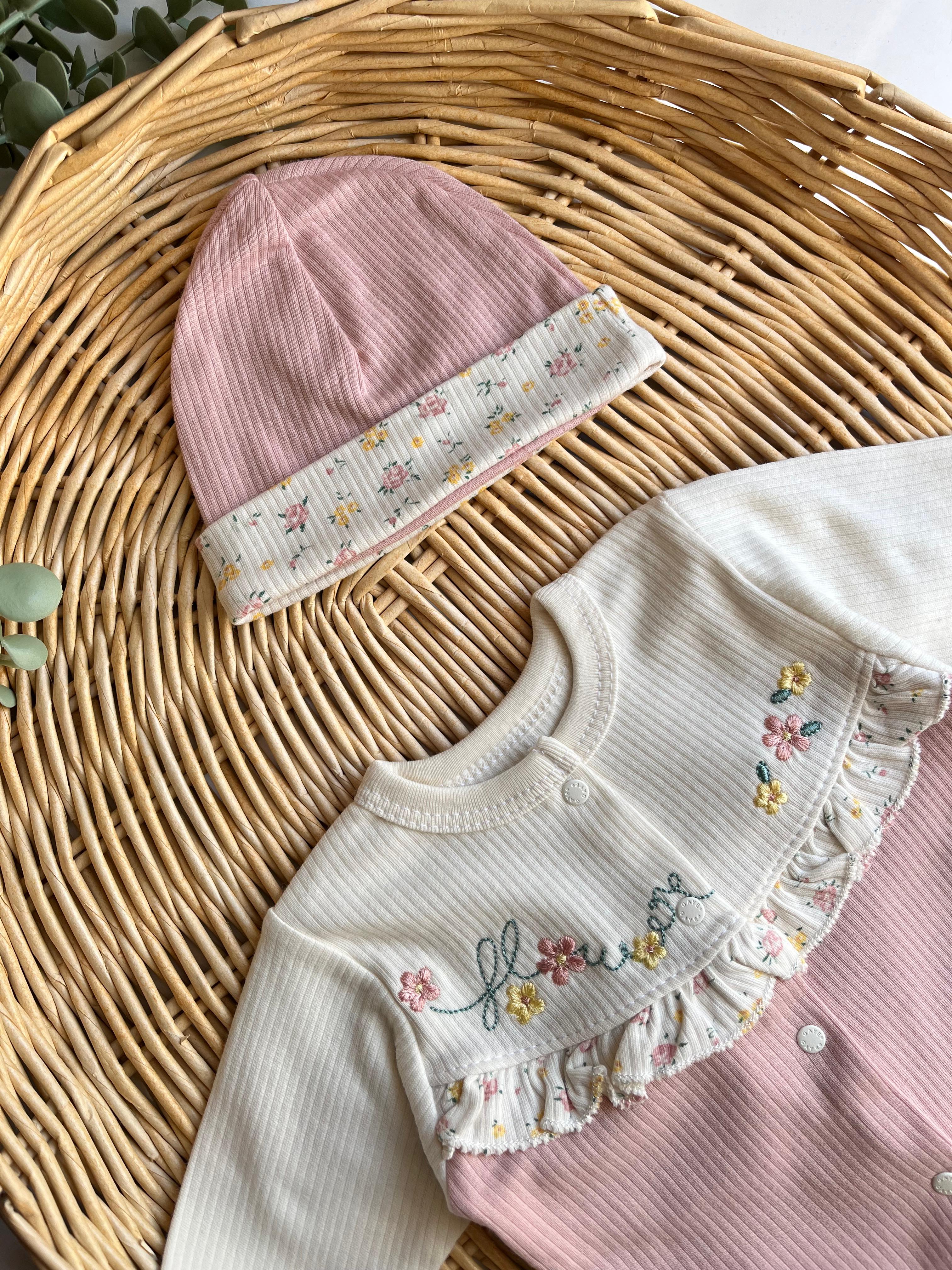 Flower Çiçek Nakış 5'li Yenidoğan Set