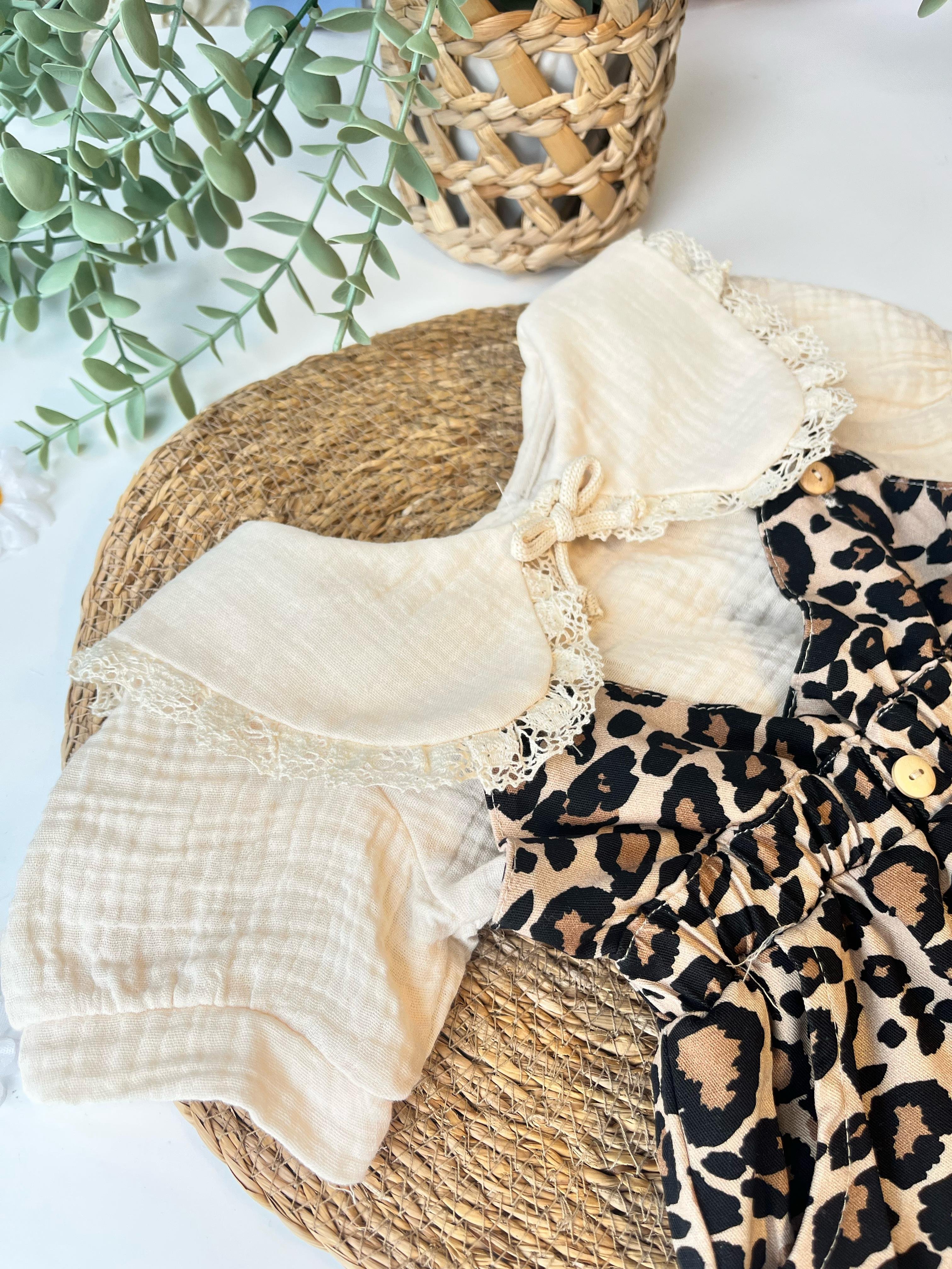 Leopar Salopet ve Bebe Yaka Müslin Tshirt