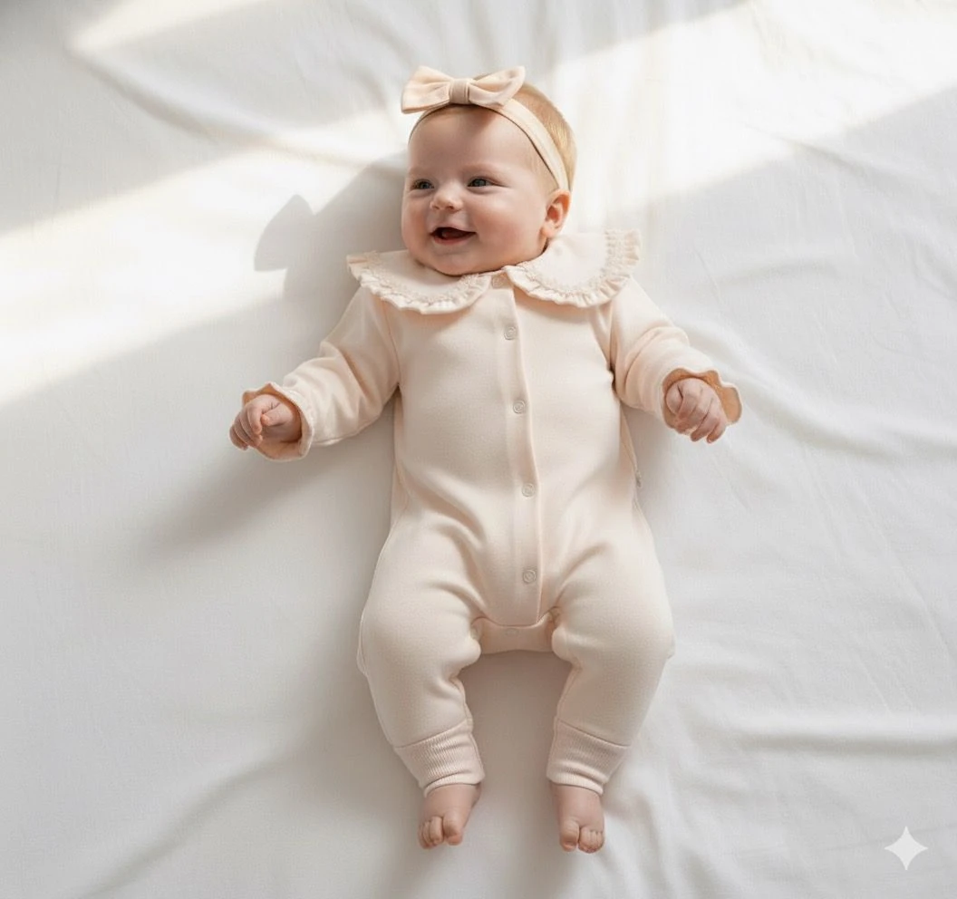 %100 Pamuk Powder Love Çiçek Nakış Detay Bandanalı Tulum