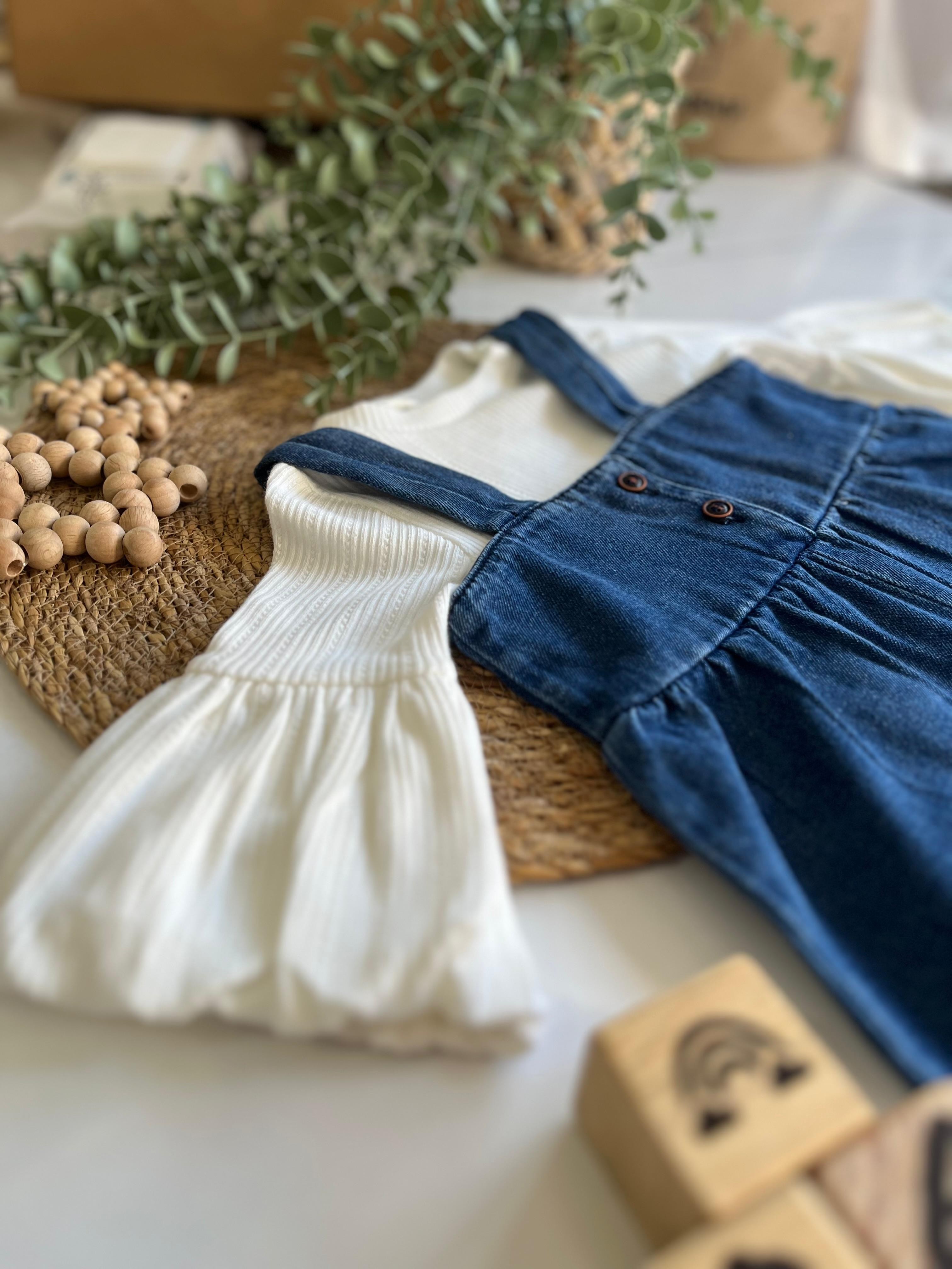 %100 Pamuk Tshirt ve Kot Salopet 