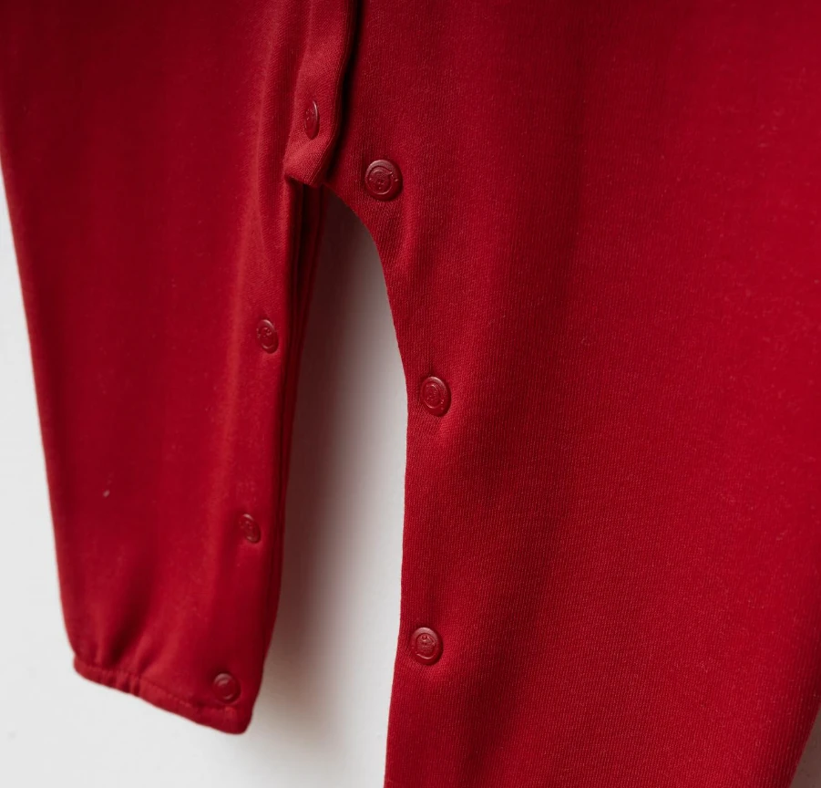 %100 Pamuk Red Love Bandanalı Yaka Çiçek Nakış Detaylı Tulum