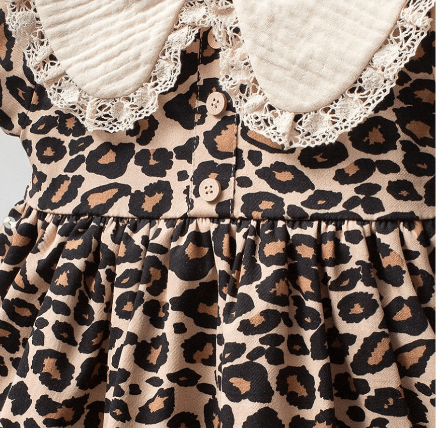 Leopar Yaka Detay Elbise