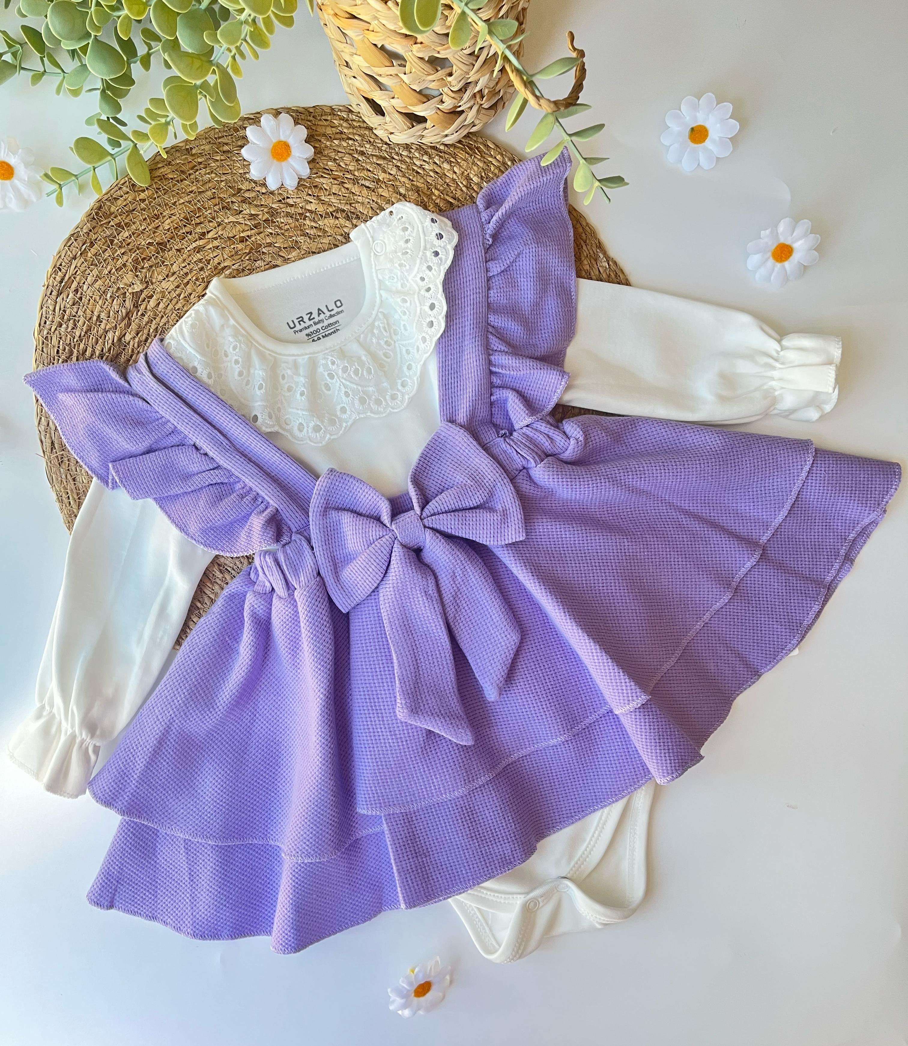 Fiyonk Detay Jile Elbise ve Tshirt Lila