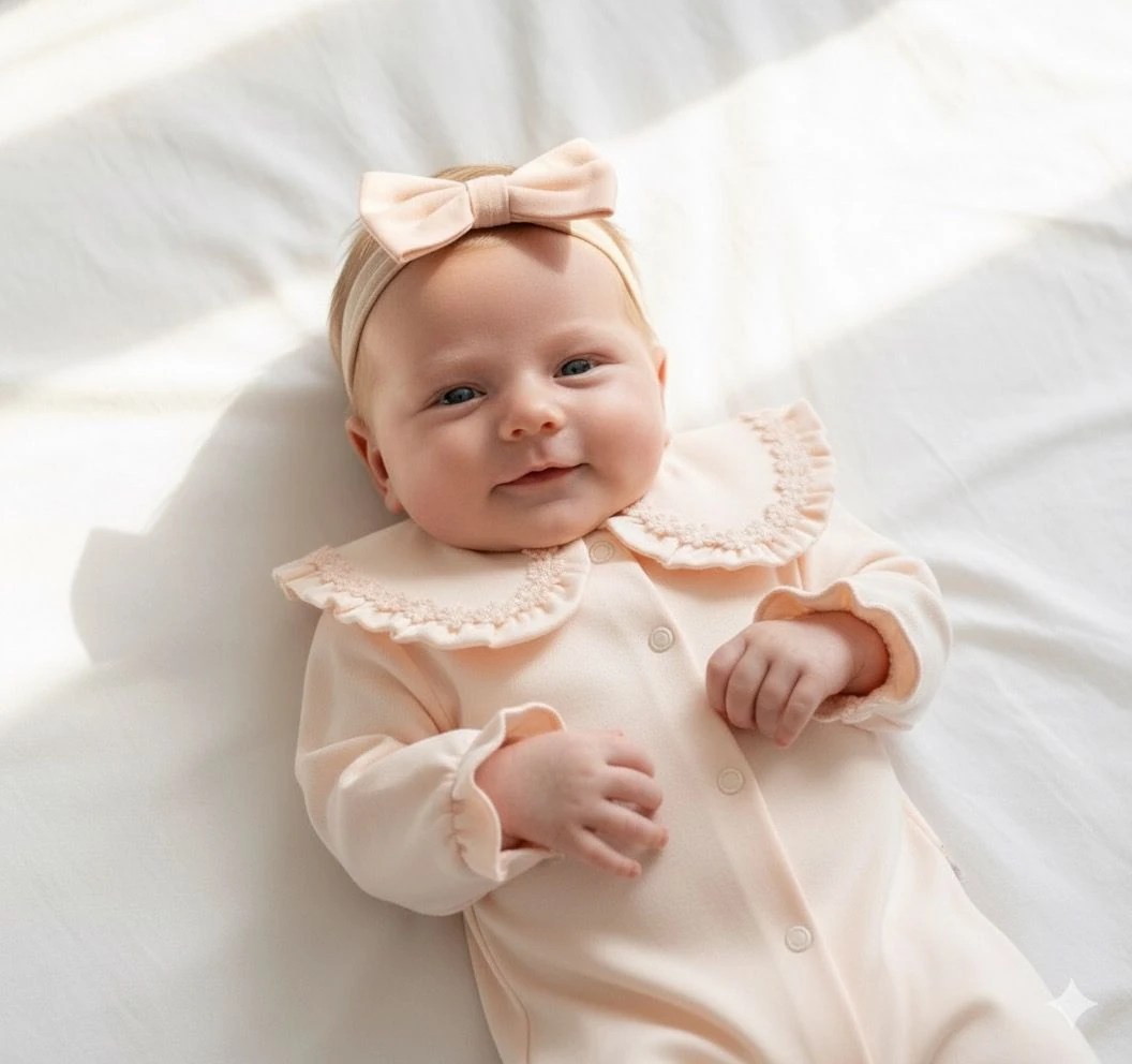 %100 Pamuk Powder Love Çiçek Nakış Detay Bandanalı Tulum