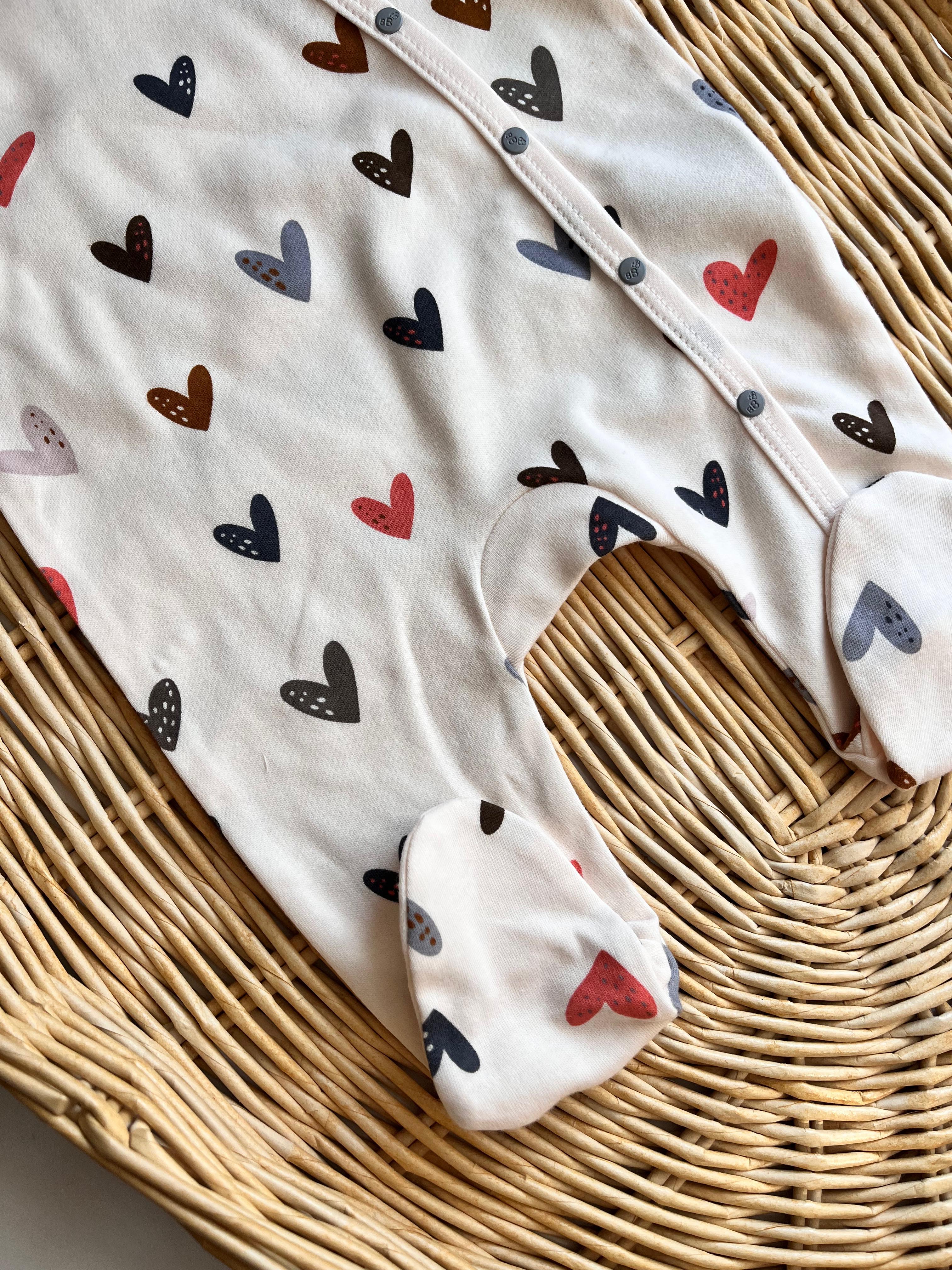 %100 Pamuk Renkli Kalp Bandanalı Tulum