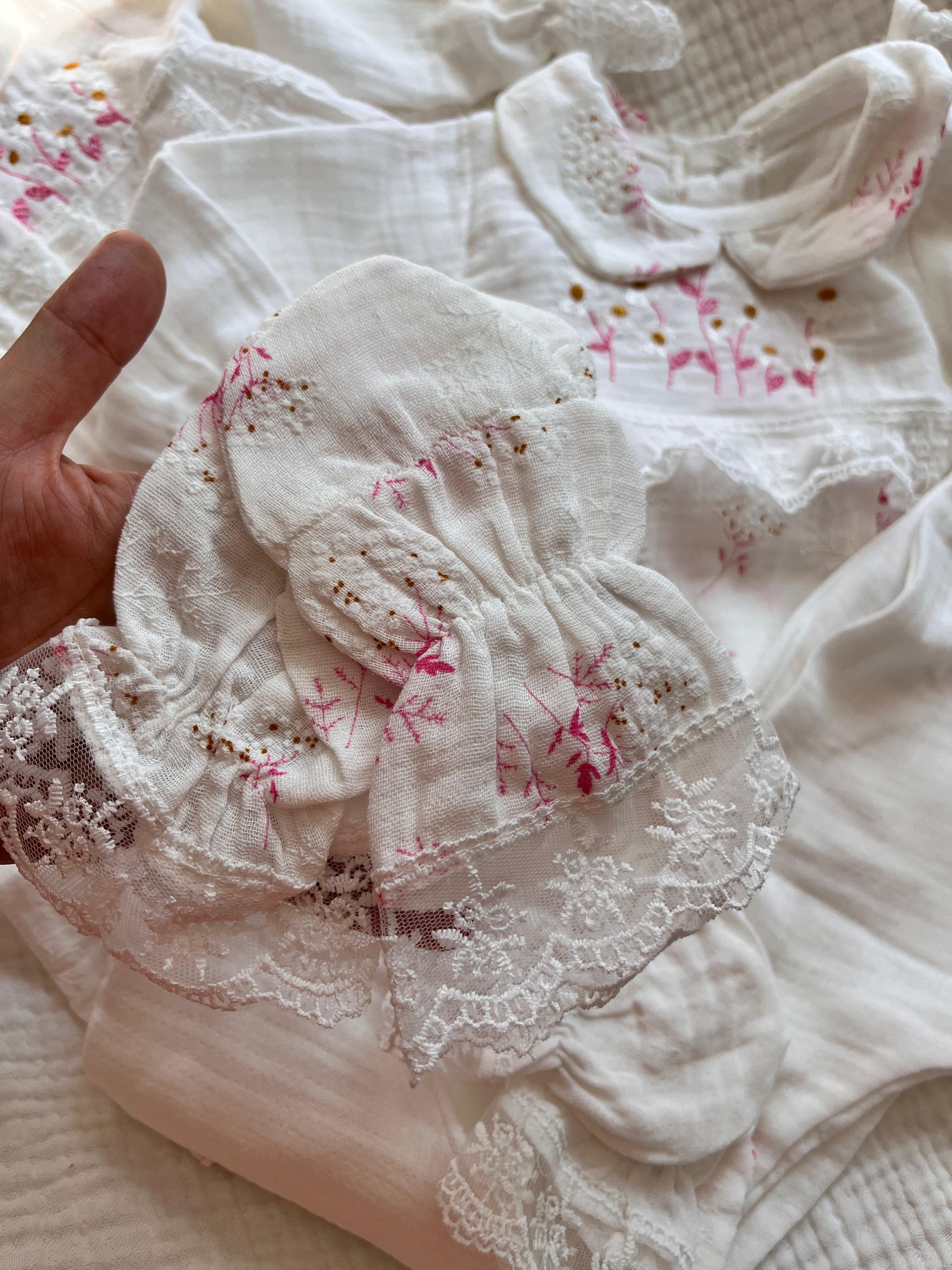 Linda 11 Parça %100 Pamuk Müslin Kumaş Yenidoğan  Set Pembe-Ekru