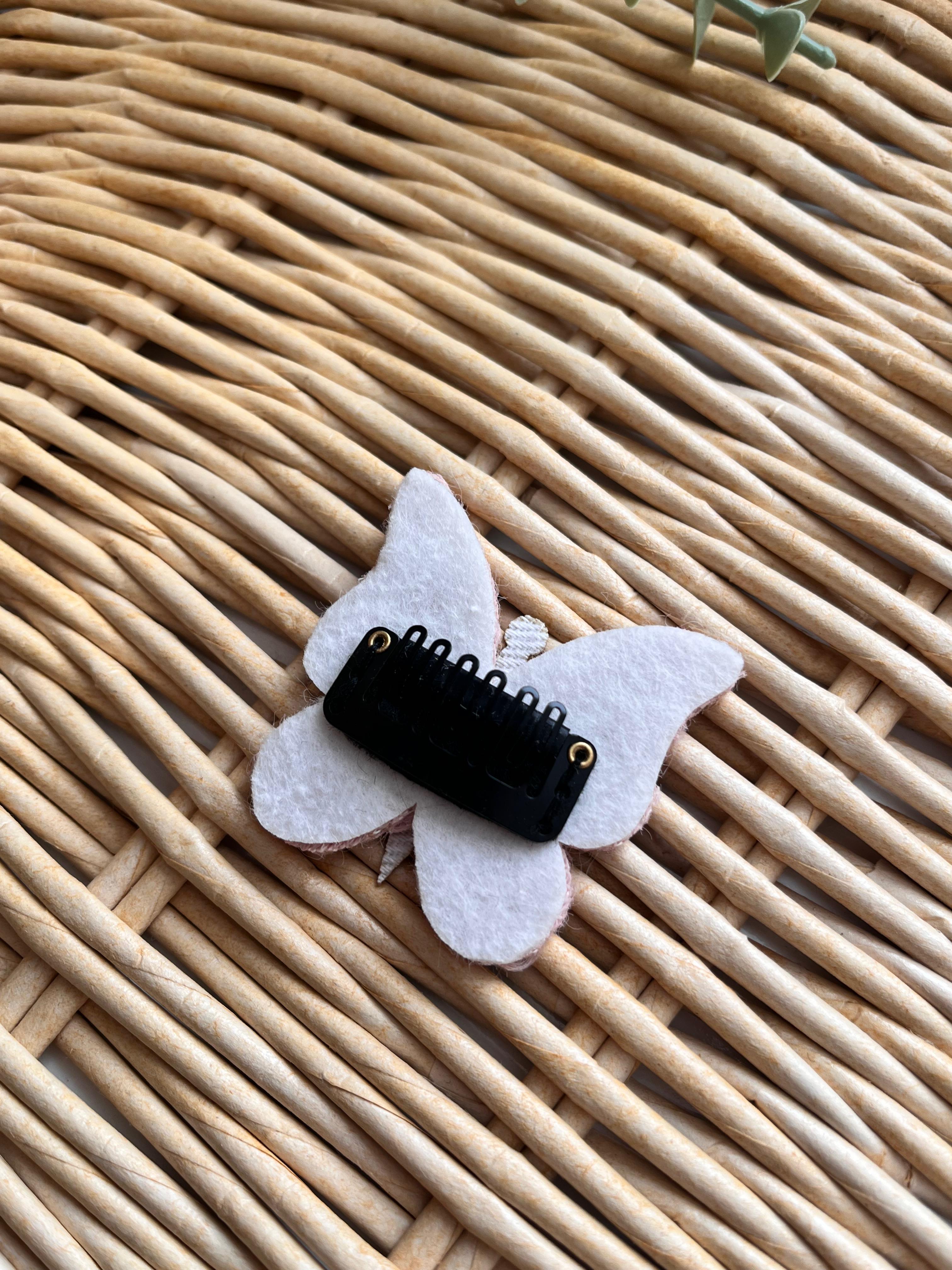 Peluş Kelebek Saçlı/Saçsız Bebek Tokası Gül Kurusu