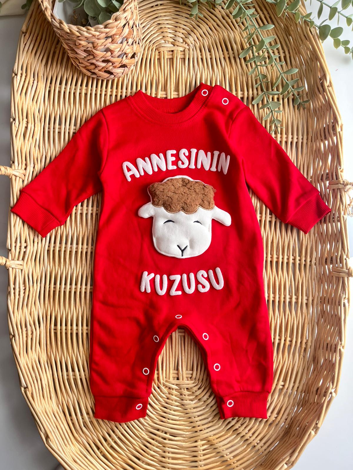 Kuzu Baskılı Tulum Kırmızı