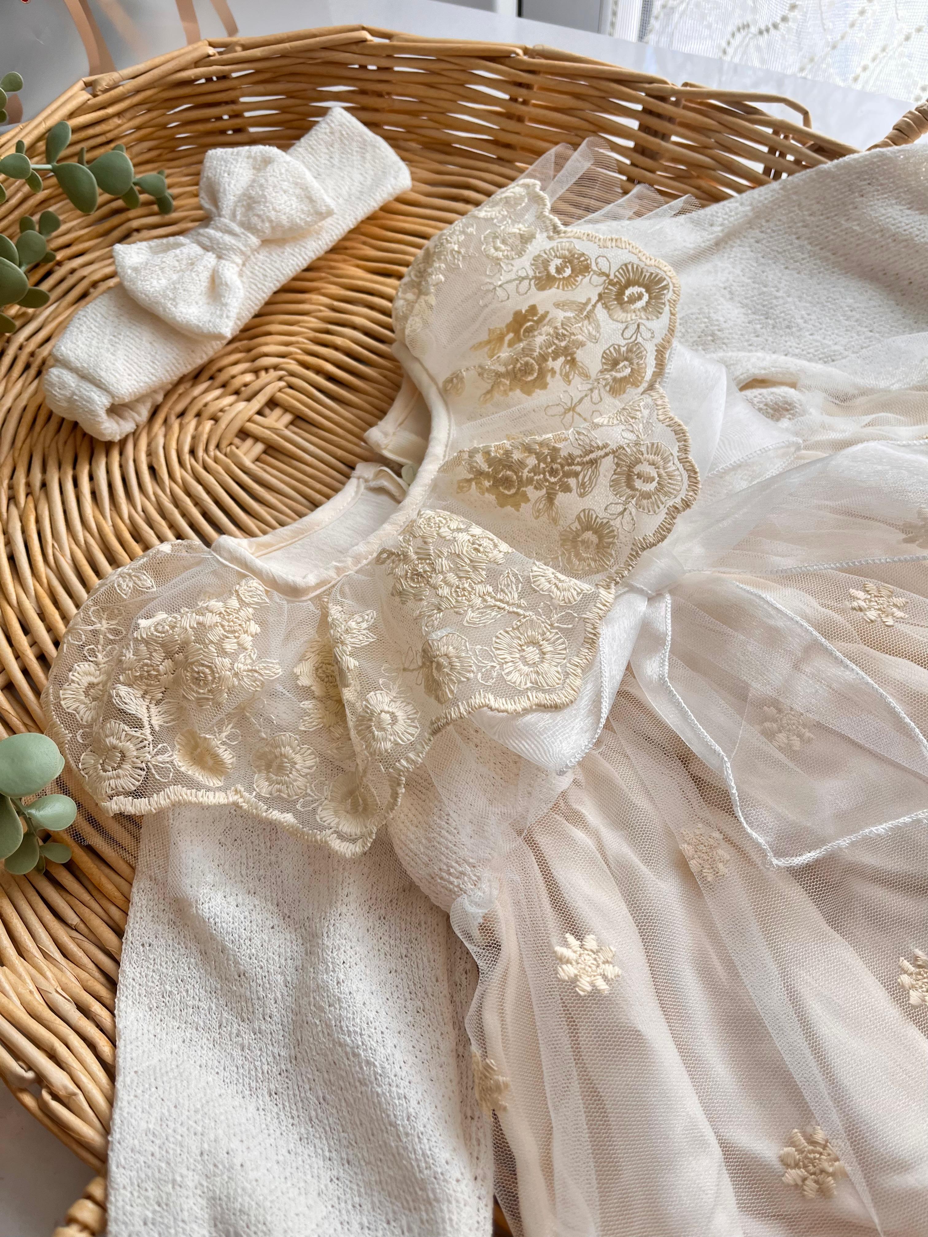 Premium Güpürlü Elbise Çorap Bandana Külot 3'lü Takım Özel Kutulu Set