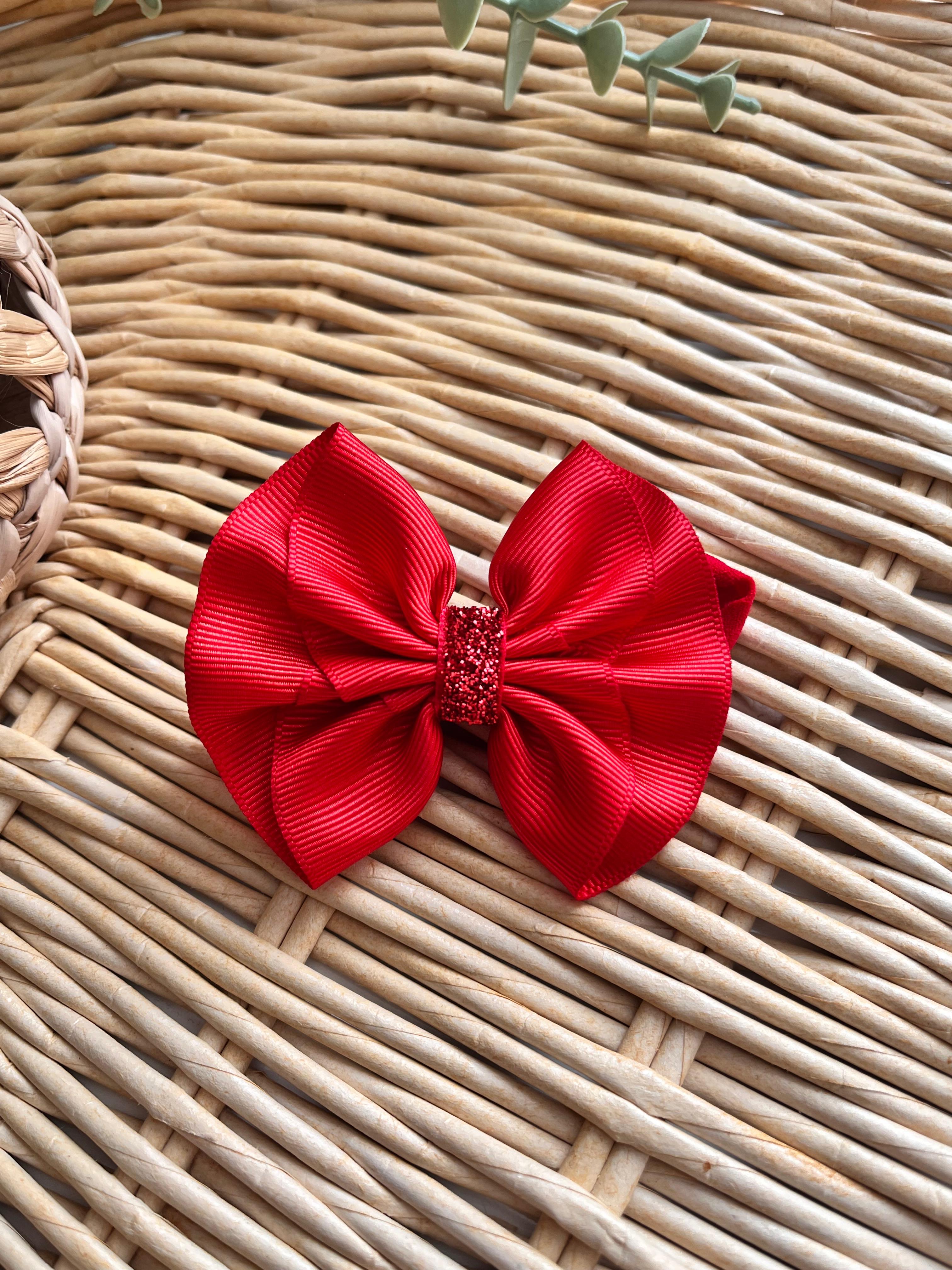 Kırmızı Kurdele Ortası Simli Bandana