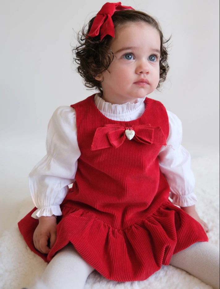 İlenia Kadife Balon etek Elbise Gömlek 2'li Kırmızı