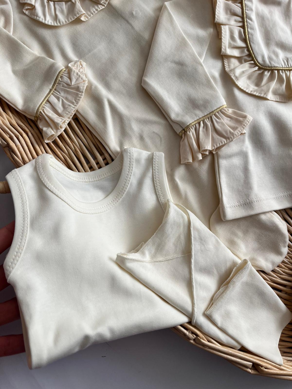 %100 Pamuk Premium Love Nakışlı 10 Parça Yenidoğan Set