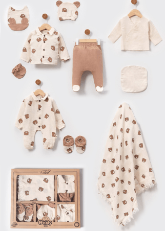 Bear Erkek Bebek Müslin 11 Parça Set