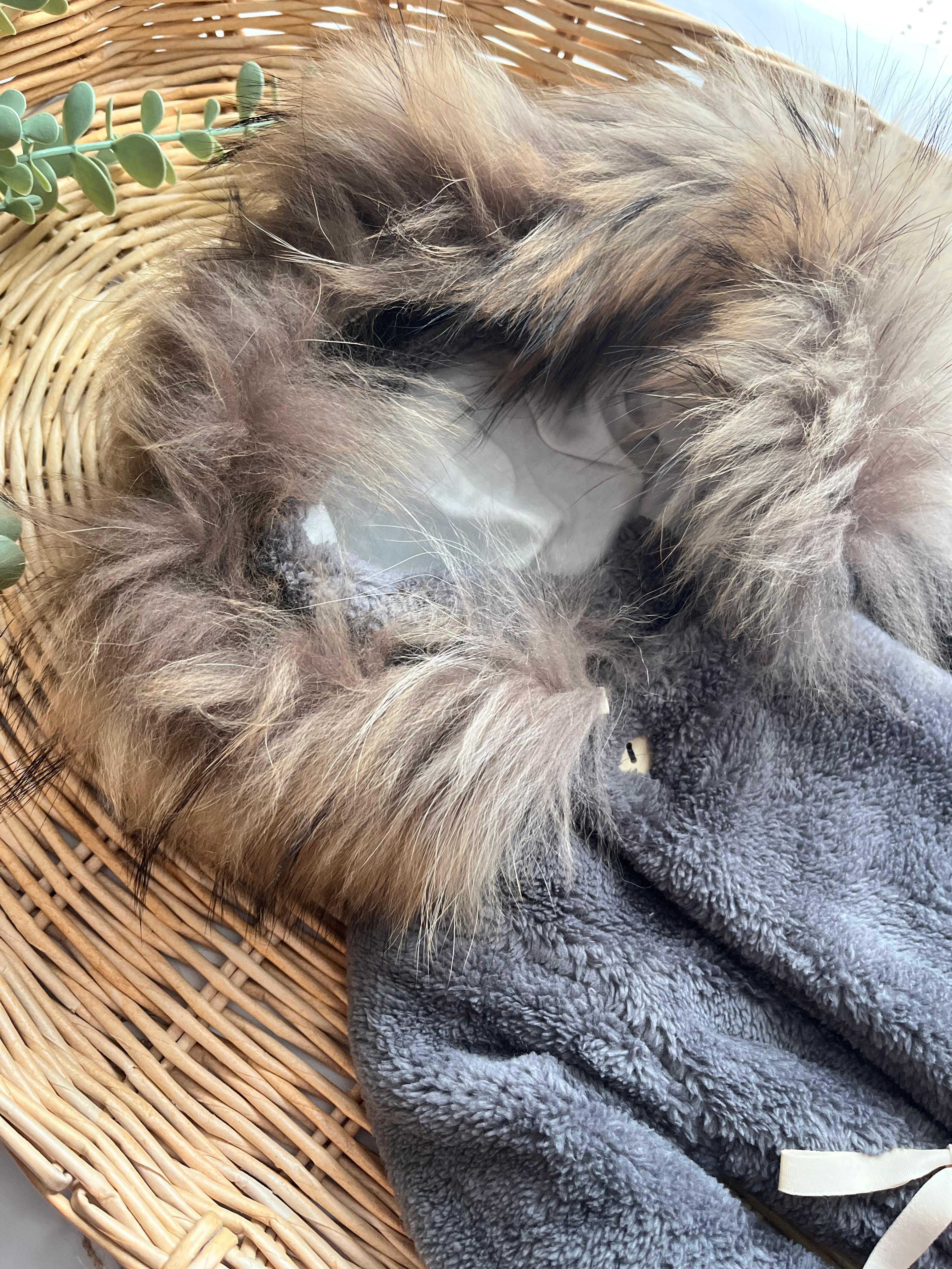 Organik Kürklü Welsoft Kalın Tulum Gri