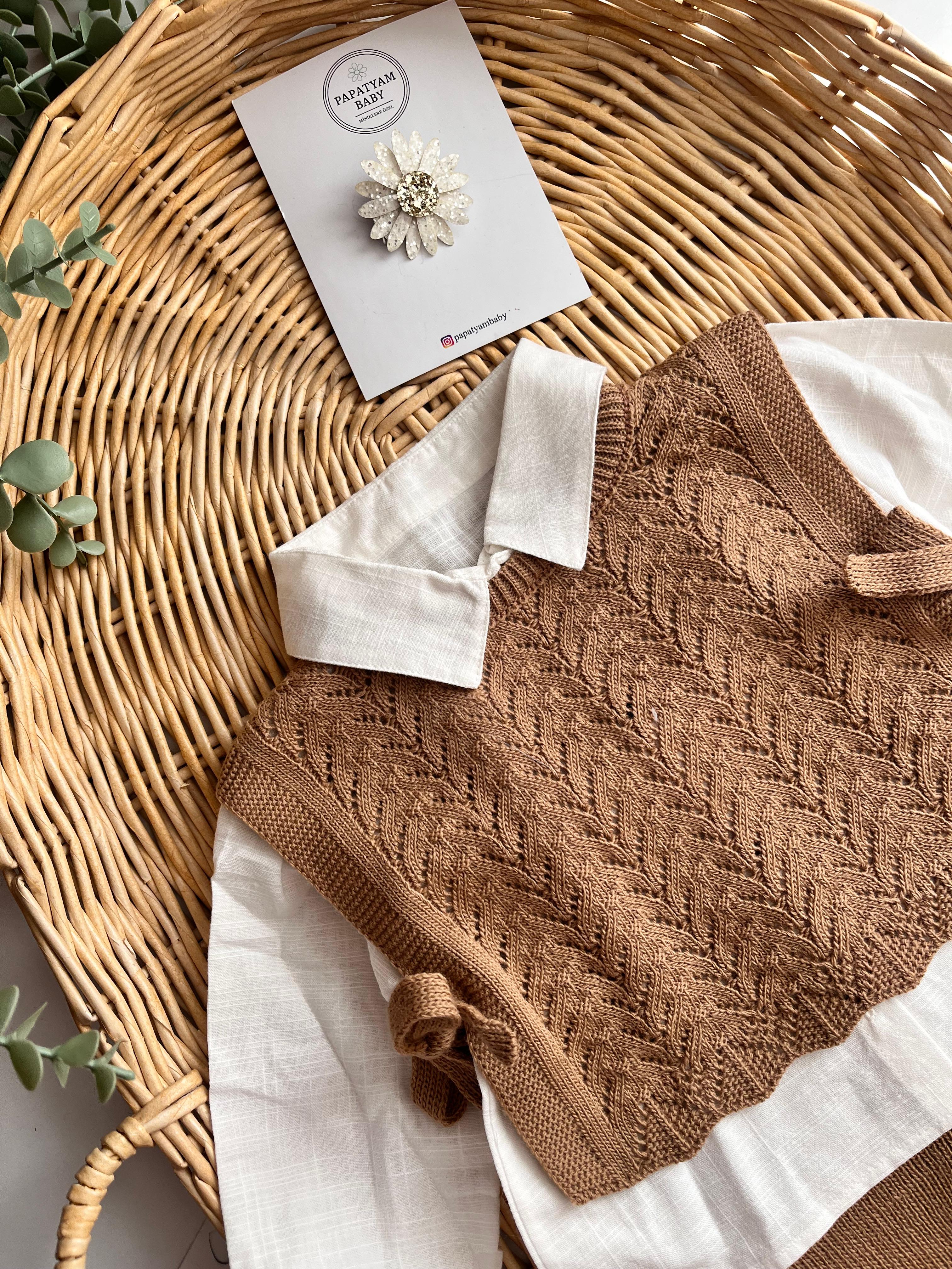 Triko Süveterli Gömlek Alt 3'lü Takım Kahve