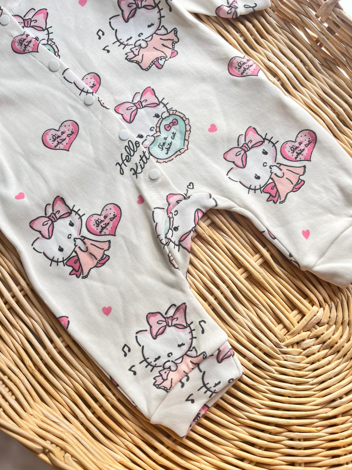 Hello Kitty Desen %100 Pamuk Tulum Beyaz