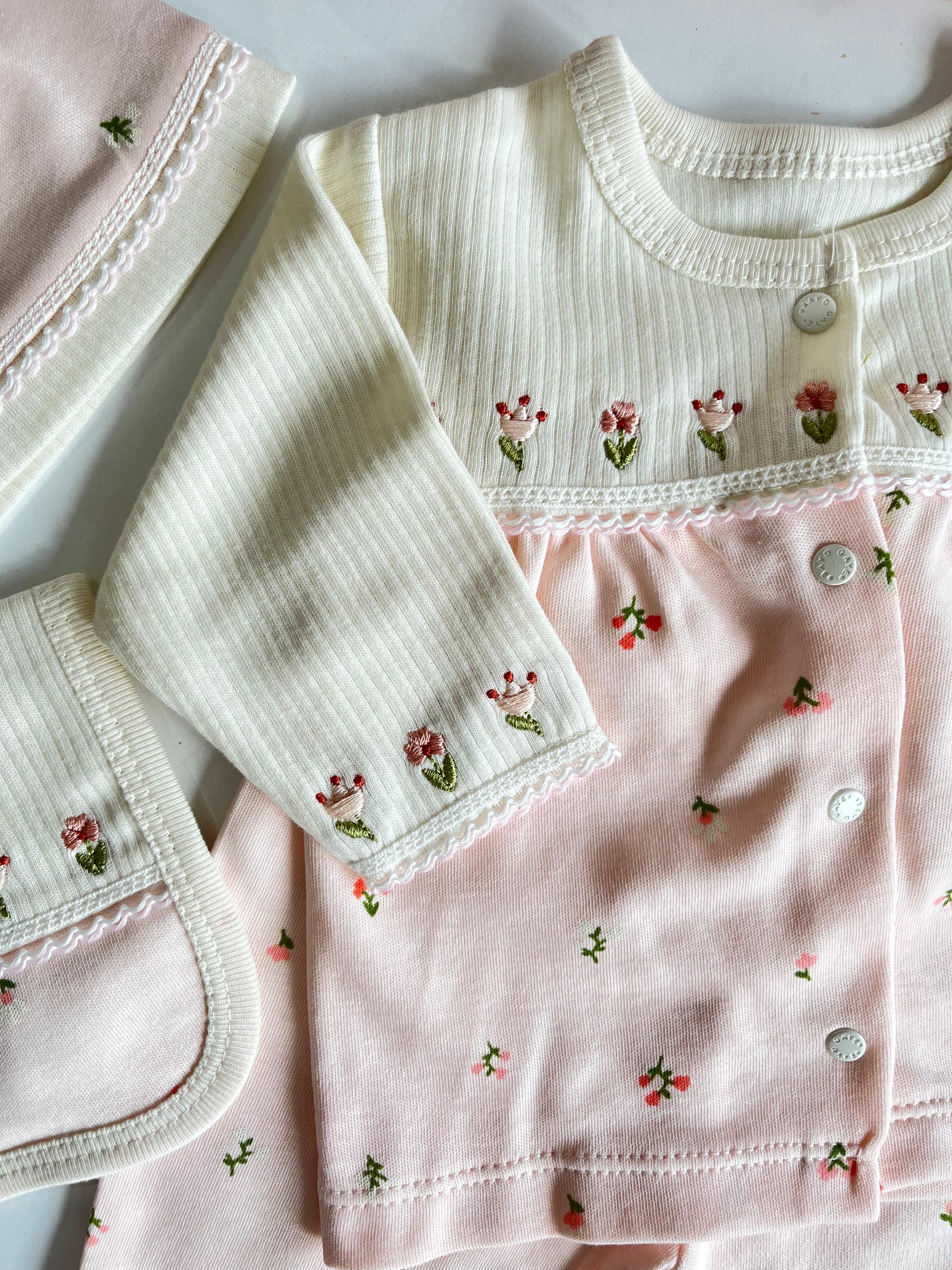 %100 Pamuk Lady Çiçek Nakış 10 Parça Yenidoğan Set