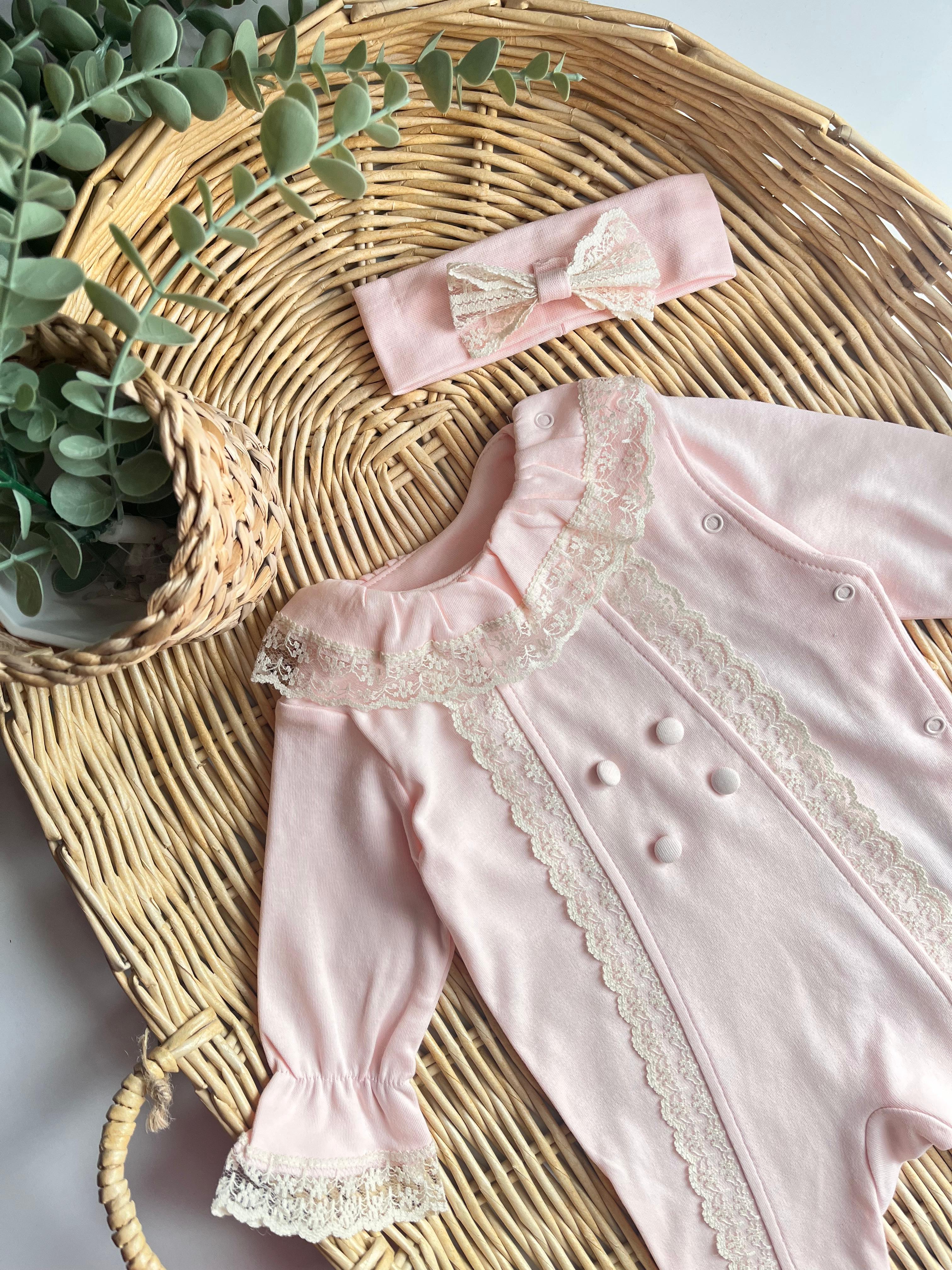 Misy Dantel Detay Güpürlü Patikli Bandanalı Tulum Pembe