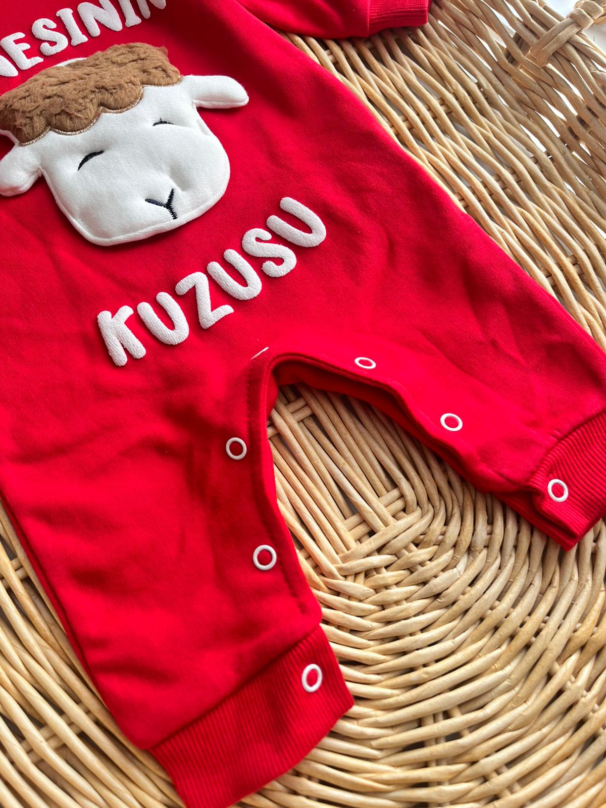 Kuzu Baskılı Tulum Kırmızı