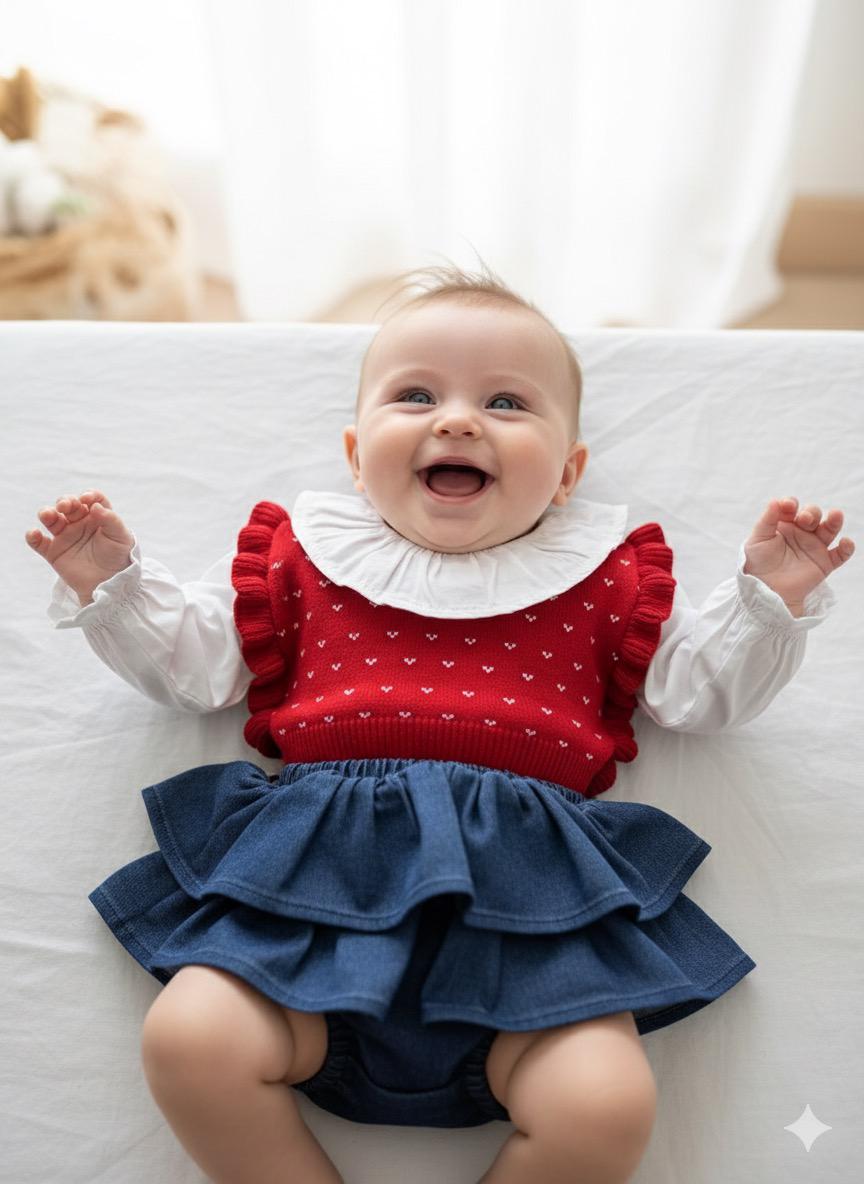 Cool Girl Premium Örme Süveter Gömlek Kot Etek 3'lü Takım