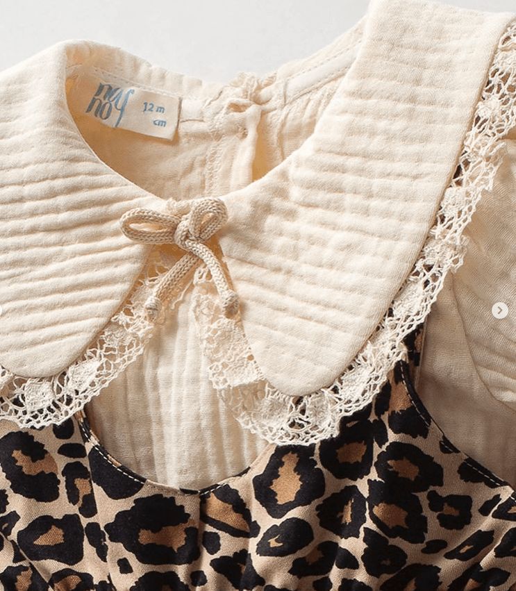 Leopar Salopet ve Bebe Yaka Müslin Tshirt