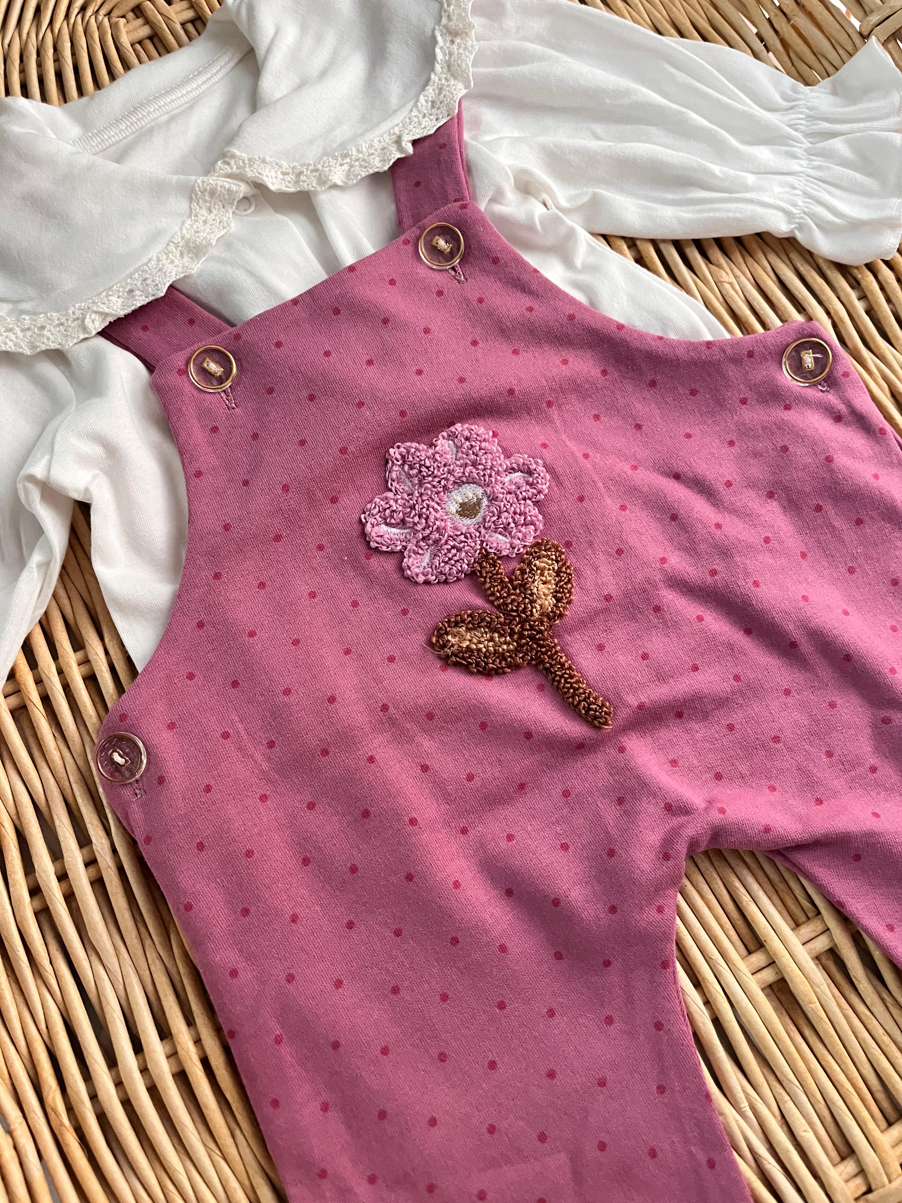 Candy Punch Çiçek Nakışlı Salopet ve Gömlek Mürdüm