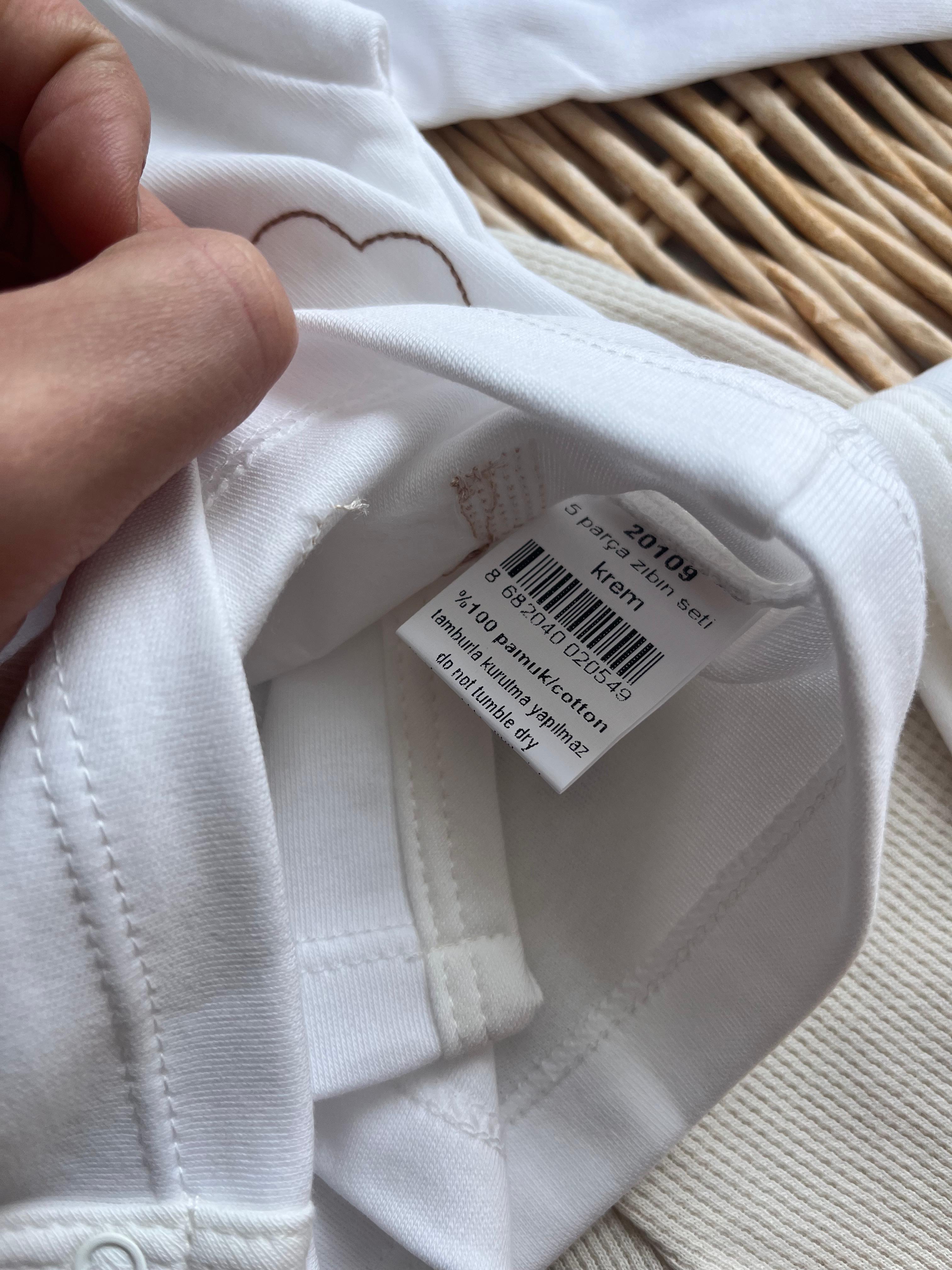 %100 Pamuk Erkek Bebek Araba Nakışlı 5'li Yenidoğan Set Bej