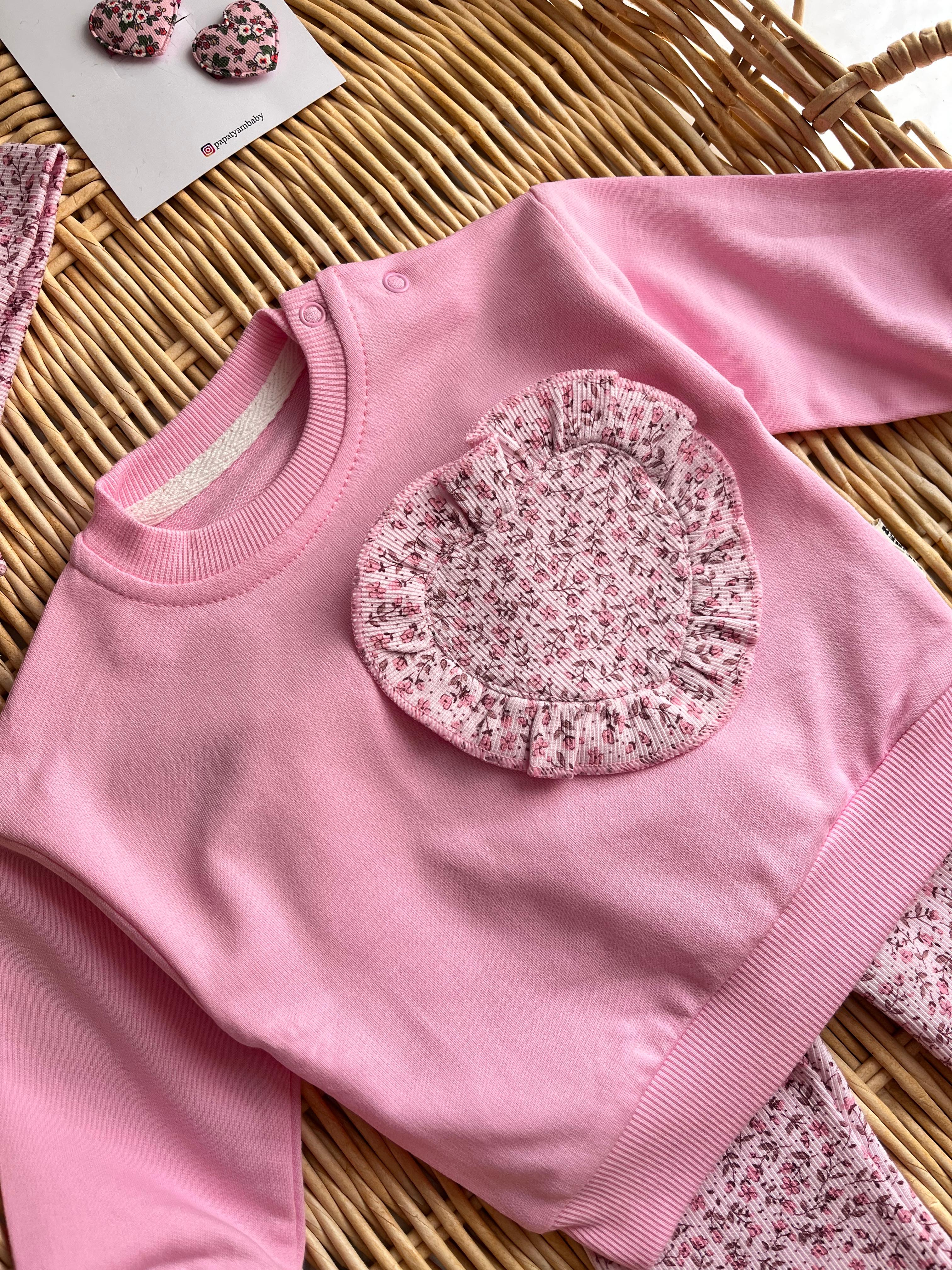 Çıtır Mini Çiçekli Bandanalı 3'lü Takım Pembe