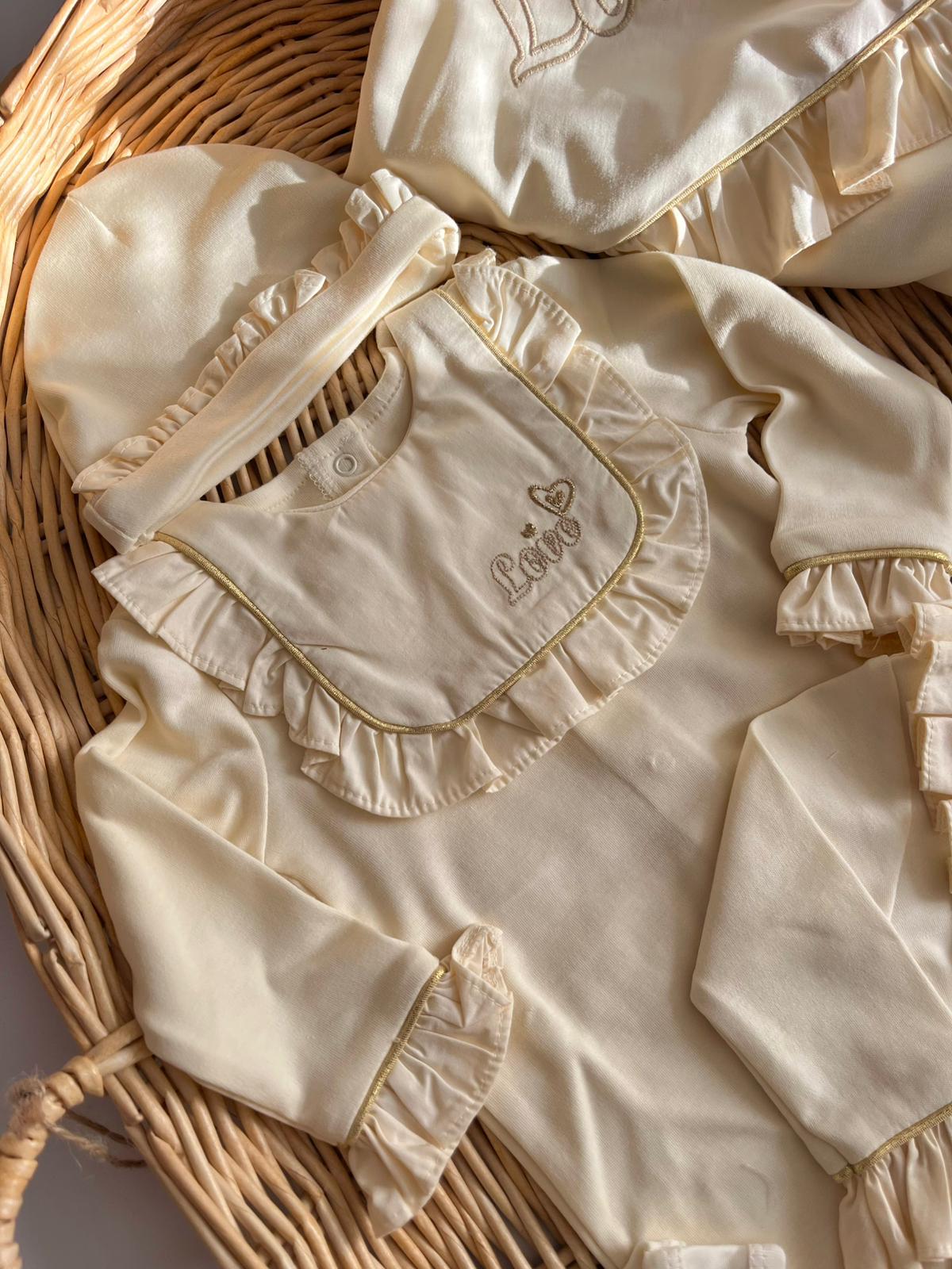 %100 Pamuk Premium Love Nakışlı 10 Parça Yenidoğan Set