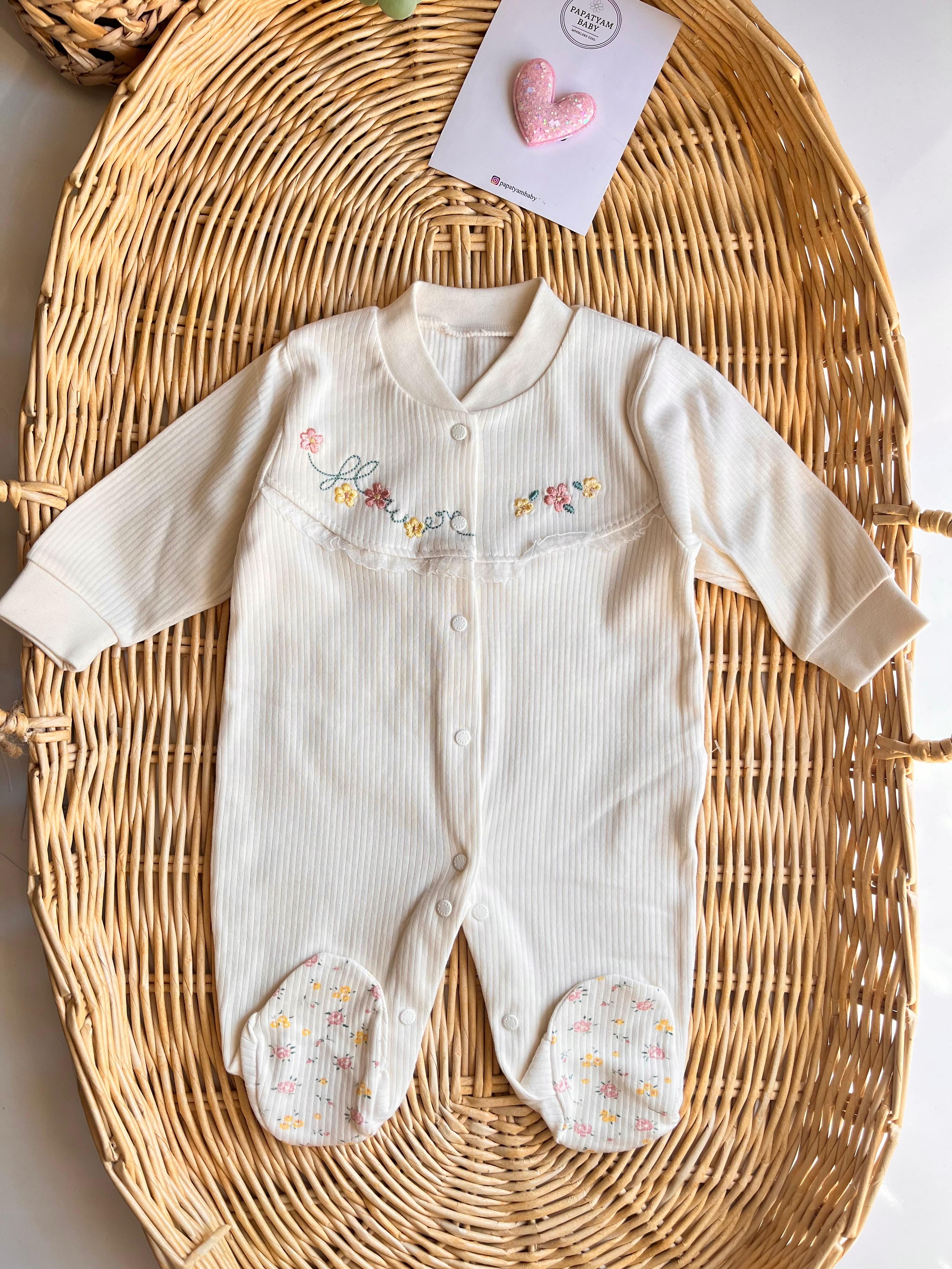 Loly Çiçek Nakış Tulum Ekru