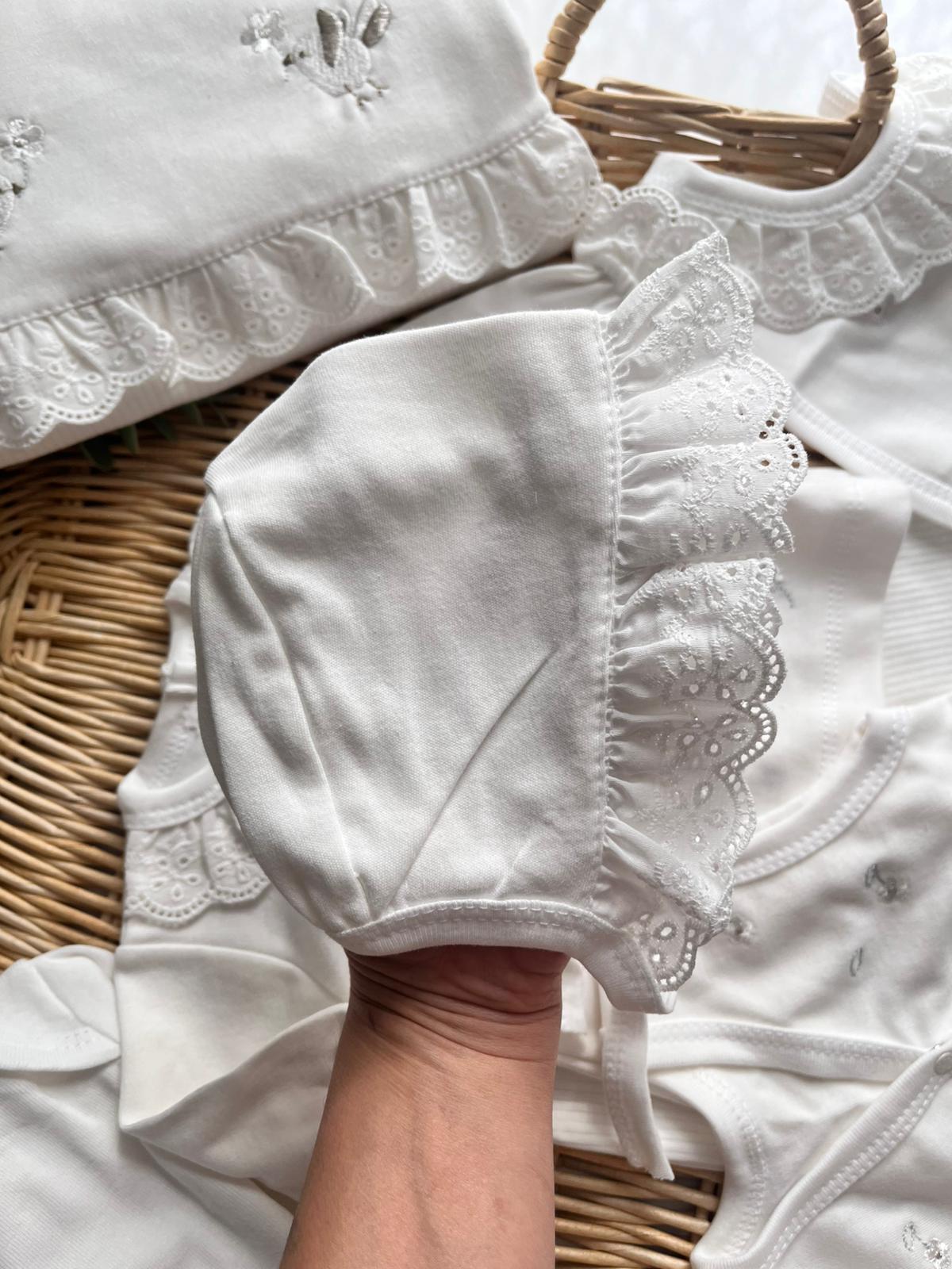 %100 Pamuk Kuş Nakışlı 10 Parça Yenidoğan Set