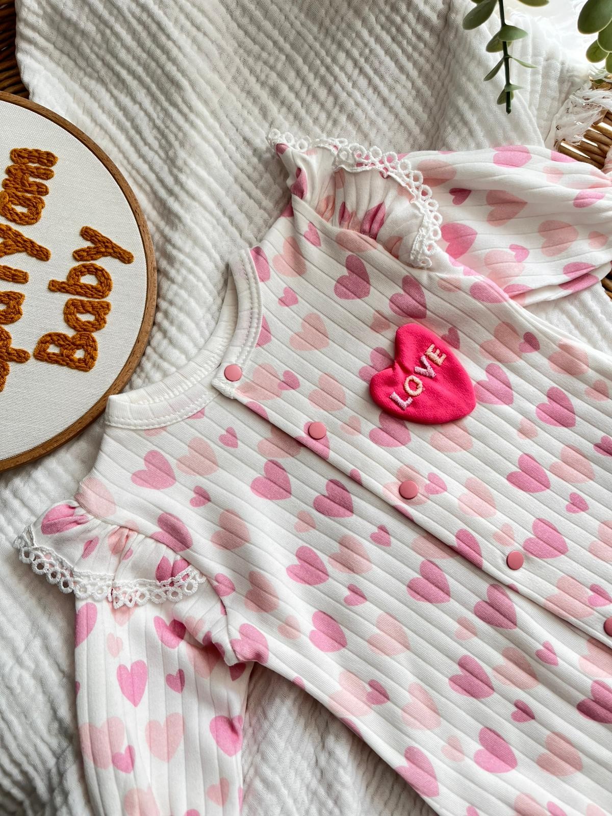 Love Baskılı Omuz Detay Tulum