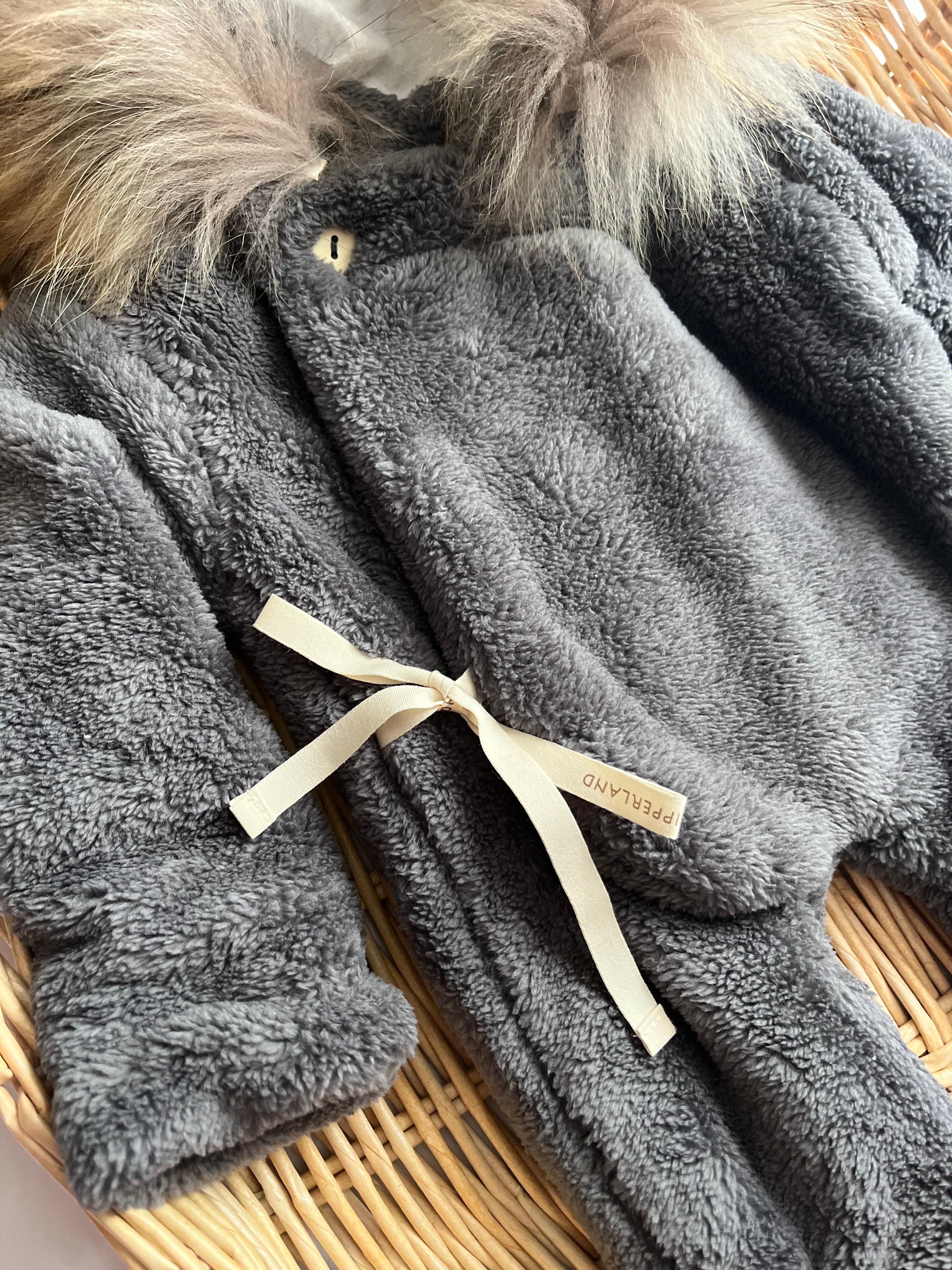 Organik Kürklü Welsoft Kalın Tulum Gri