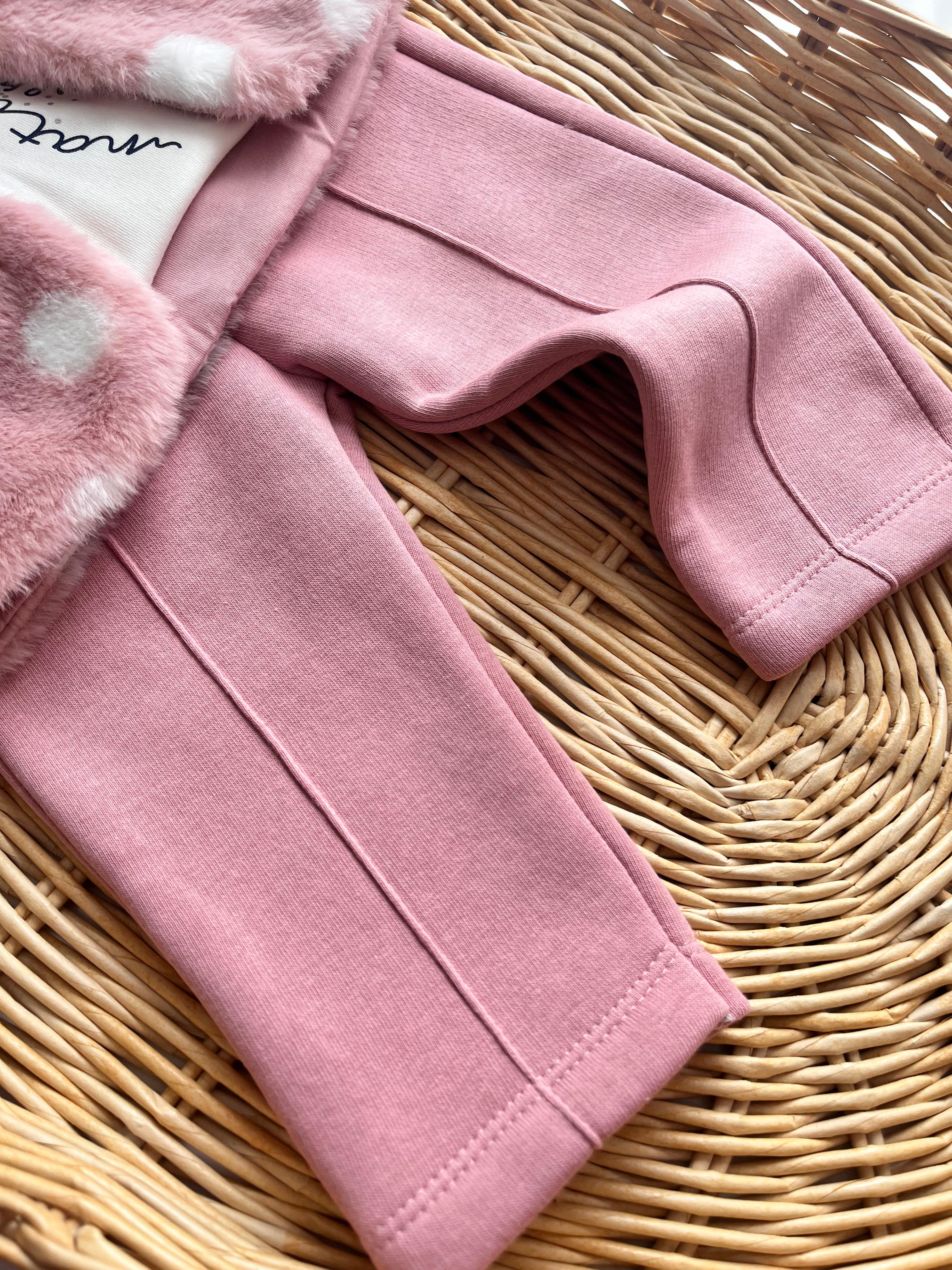 Ponpon Peluş Yelekli Tshirt Alt 3'lü Takım