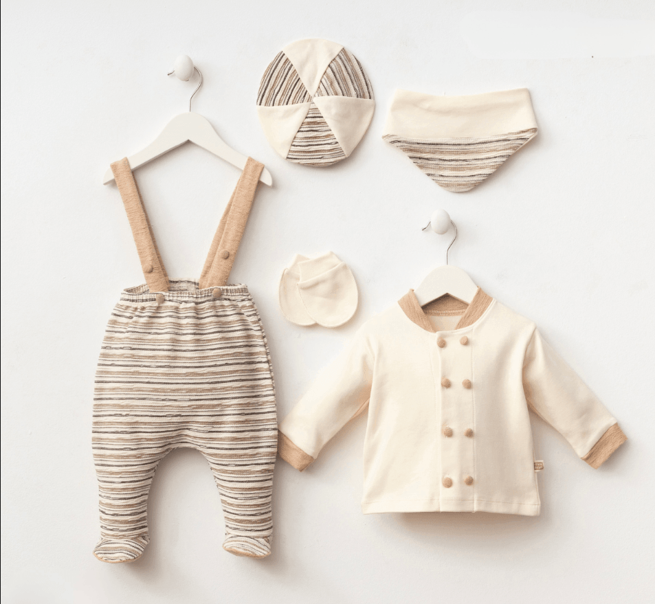 Erkek bebek 5 Parça Salopetli Yenidoğan Set