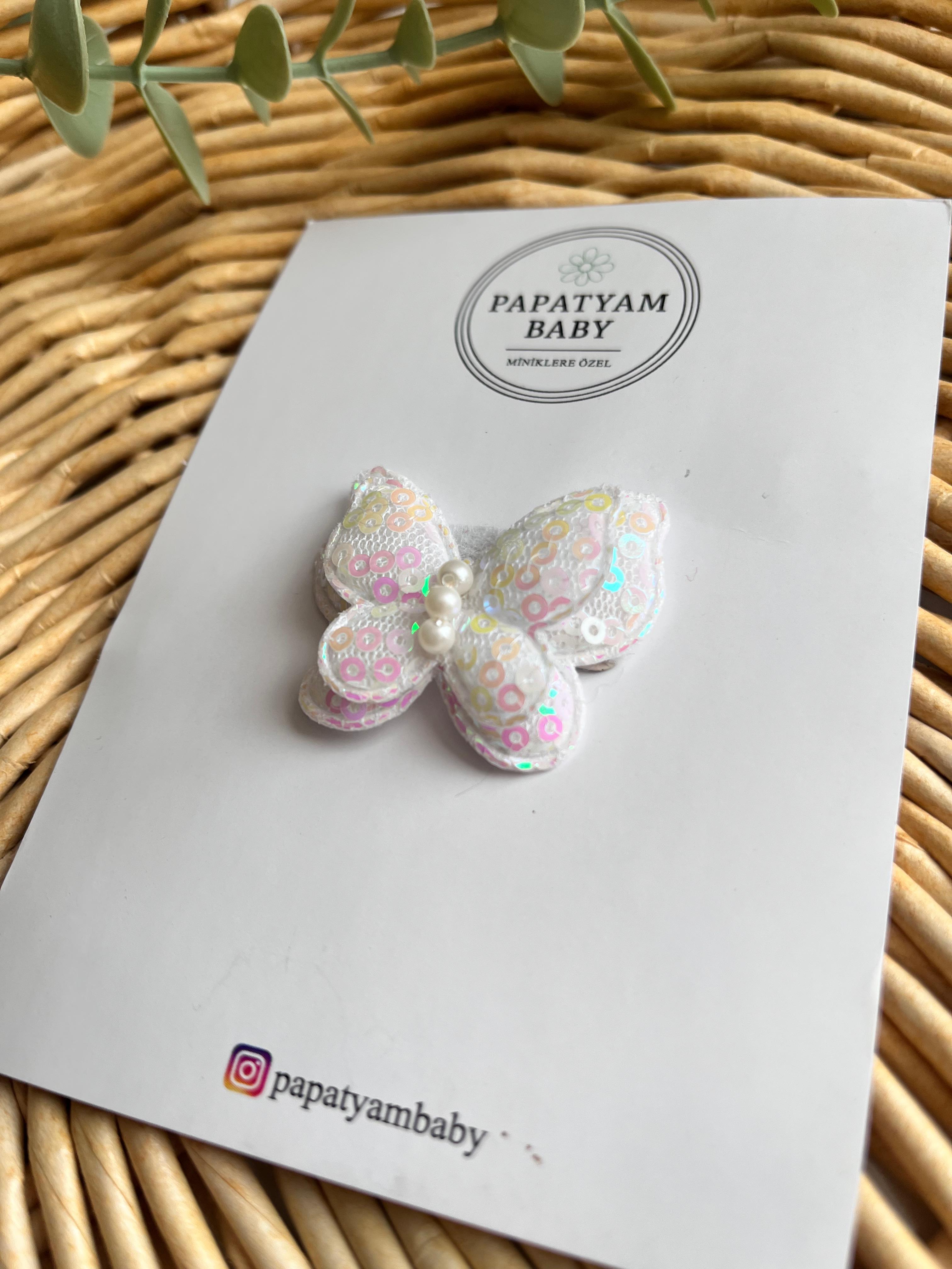 İncili Pullu Kelebek Toka Beyaz