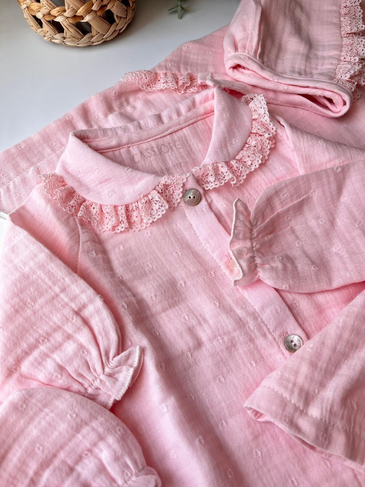 %100 Pamuk Premium Müslin 10 Parça Yenidoğan Set Pembe