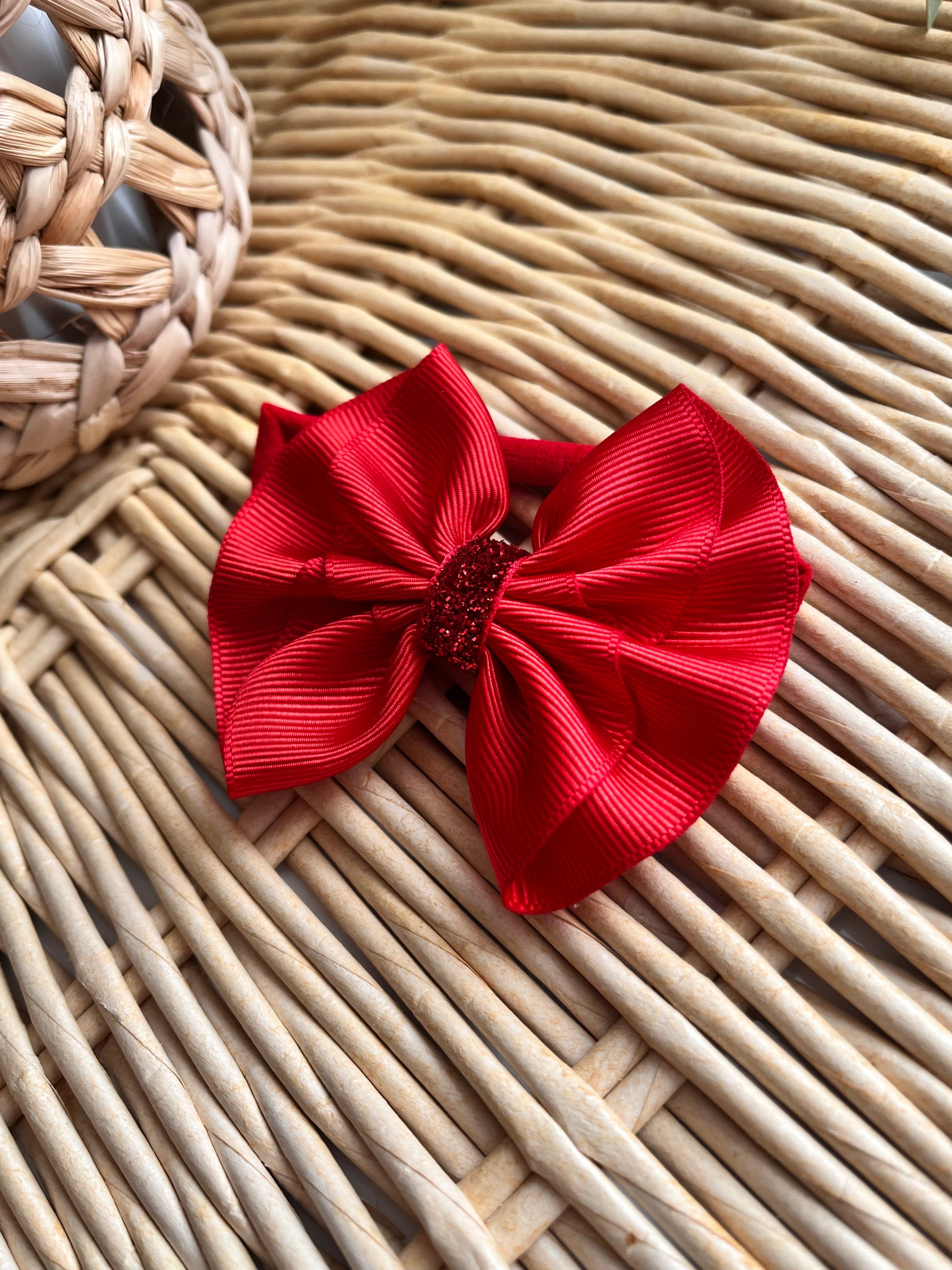 Kırmızı Kurdele Ortası Simli Bandana