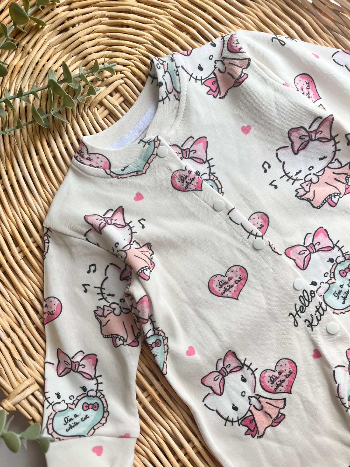 Hello Kitty Desen %100 Pamuk Tulum Beyaz