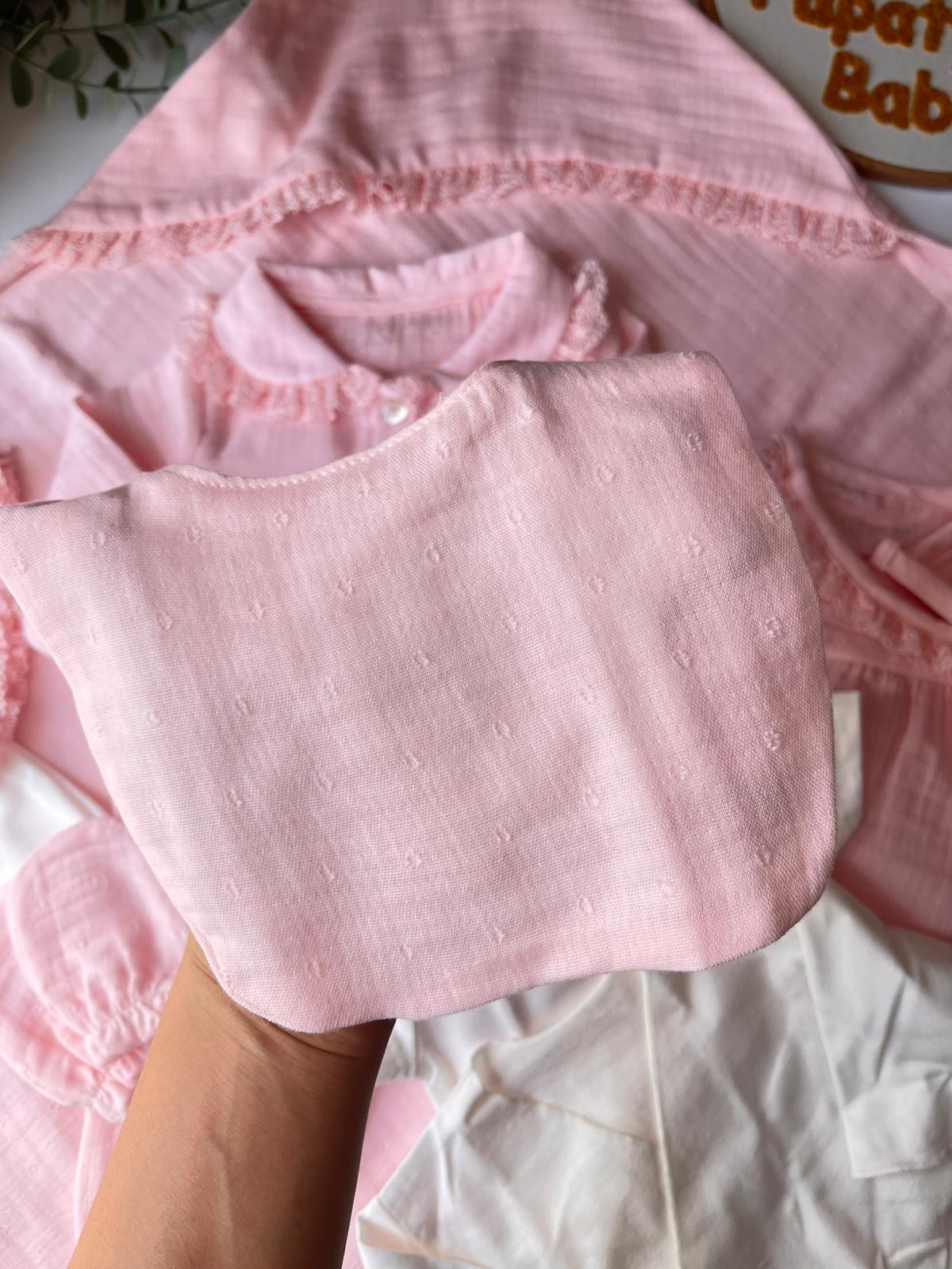 %100 Pamuk Premium Müslin 10 Parça Yenidoğan Set Pembe