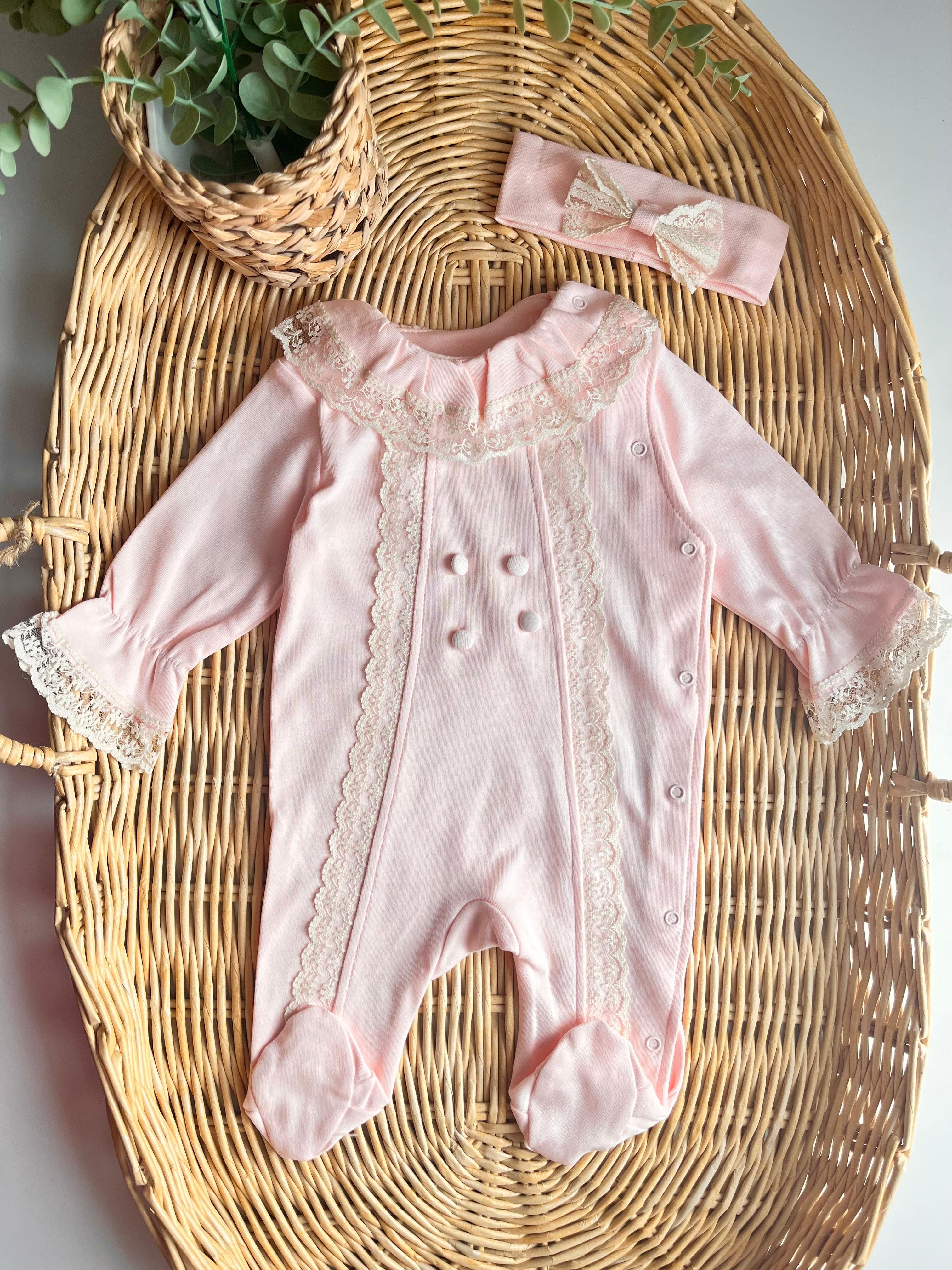 Misy Dantel Detay Güpürlü Patikli Bandanalı Tulum Pembe