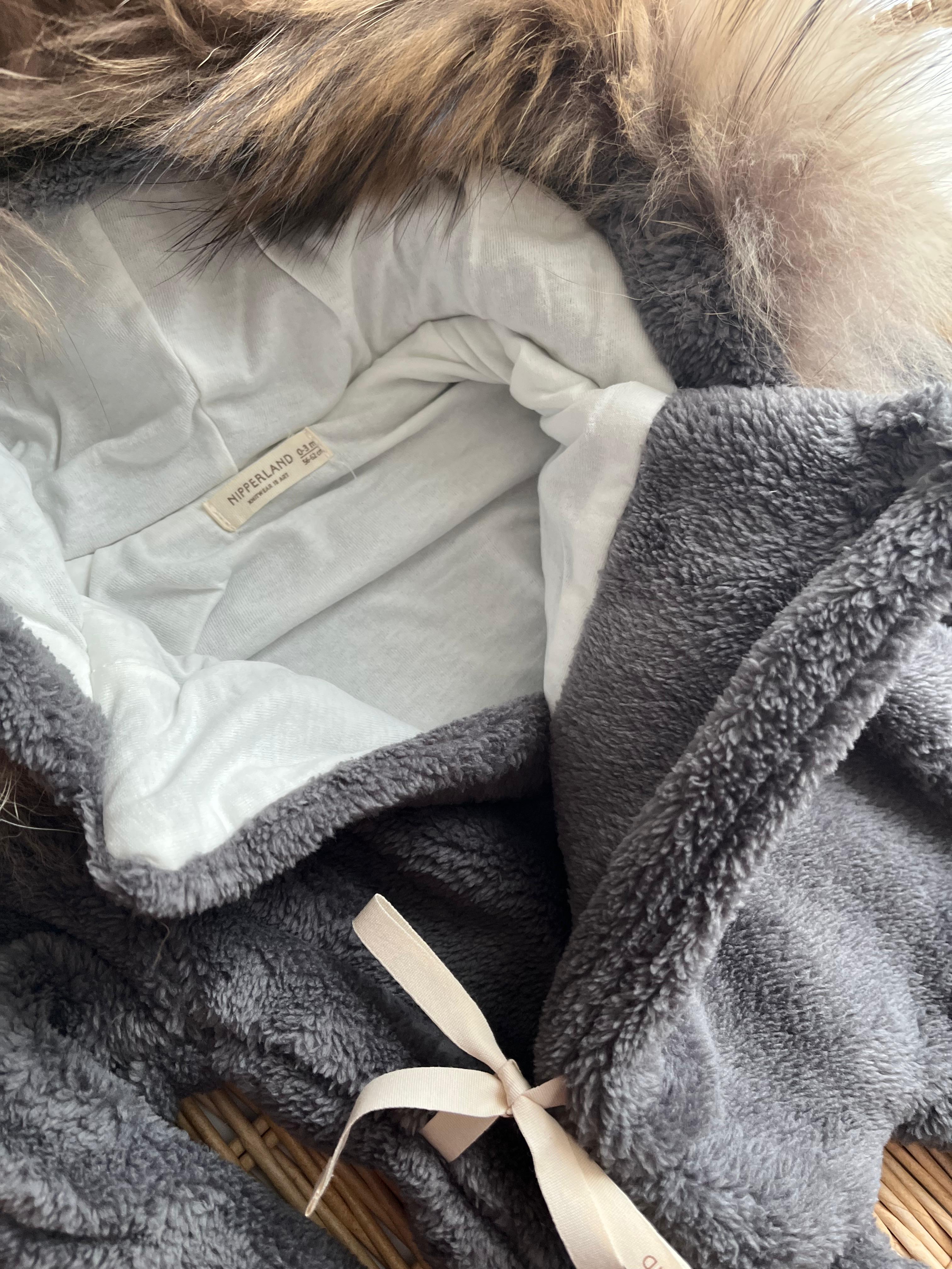 Organik Kürklü Welsoft Kalın Tulum Gri